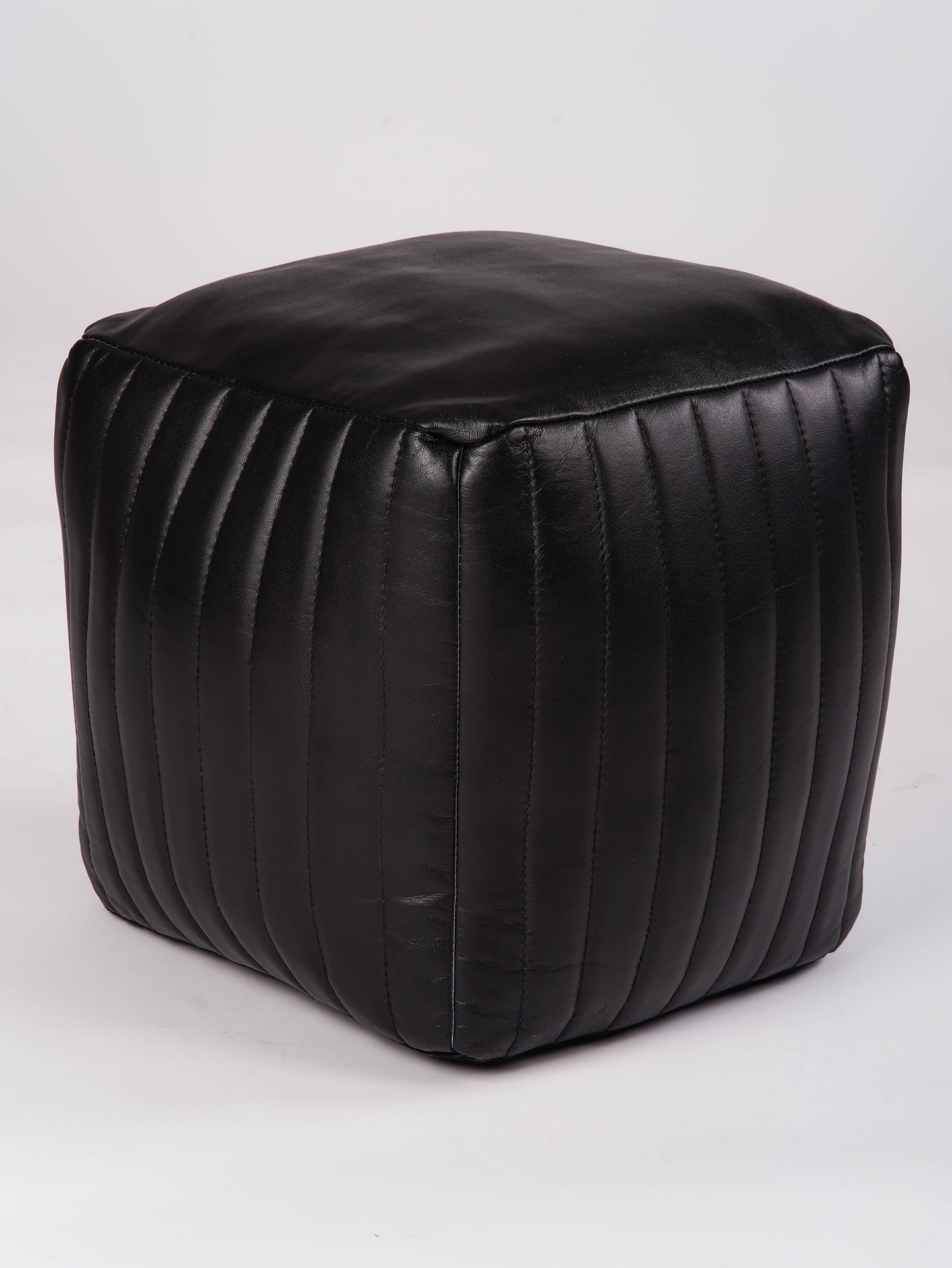 Verde Vogue Leather Pouf