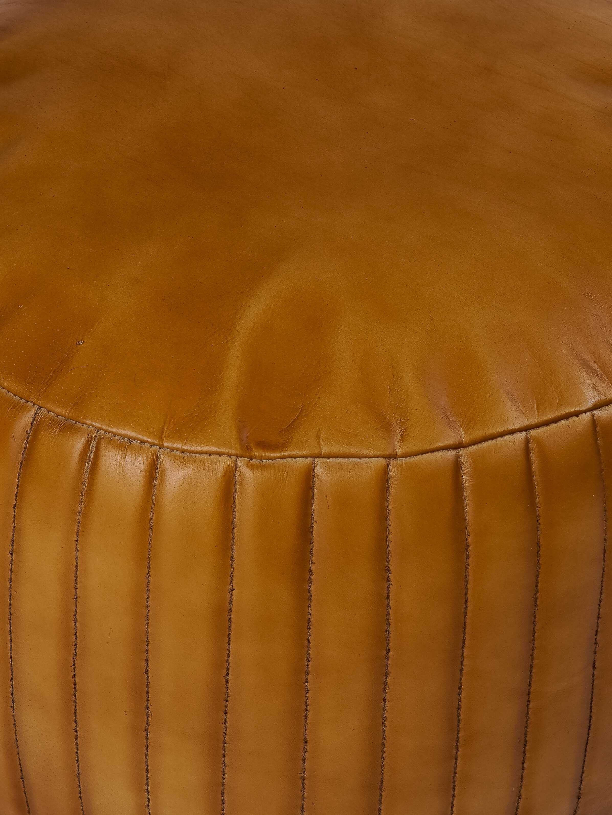 Saffron Spire Leather Pouf