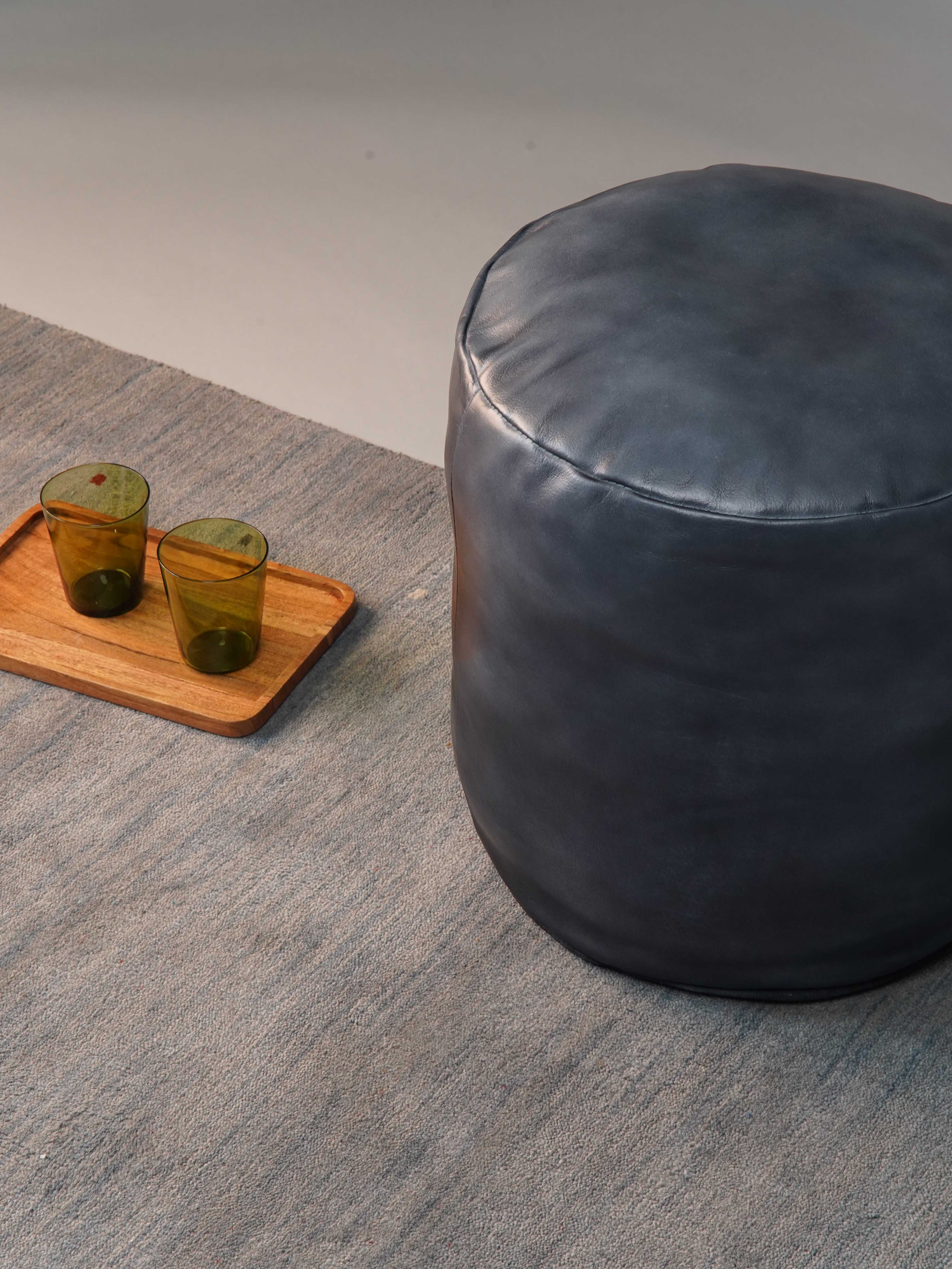 Charcoal Comfort Round Pouf