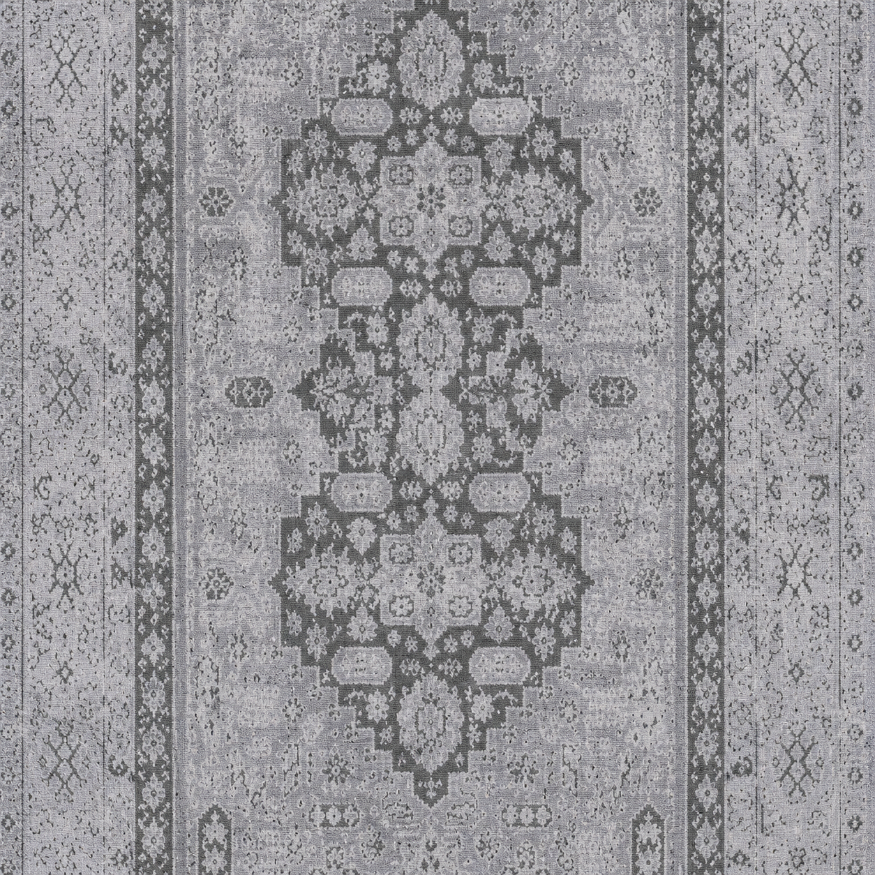 Traditional Oriental Vintage Look Rug in Silver Green Tones