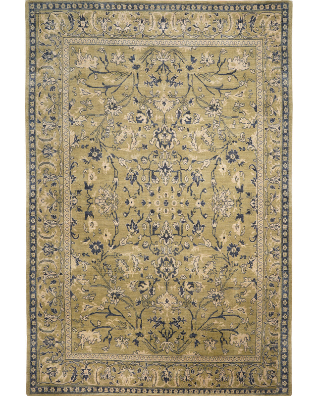 Nain Olive Hand Knotted Wool Oriental Area Rug