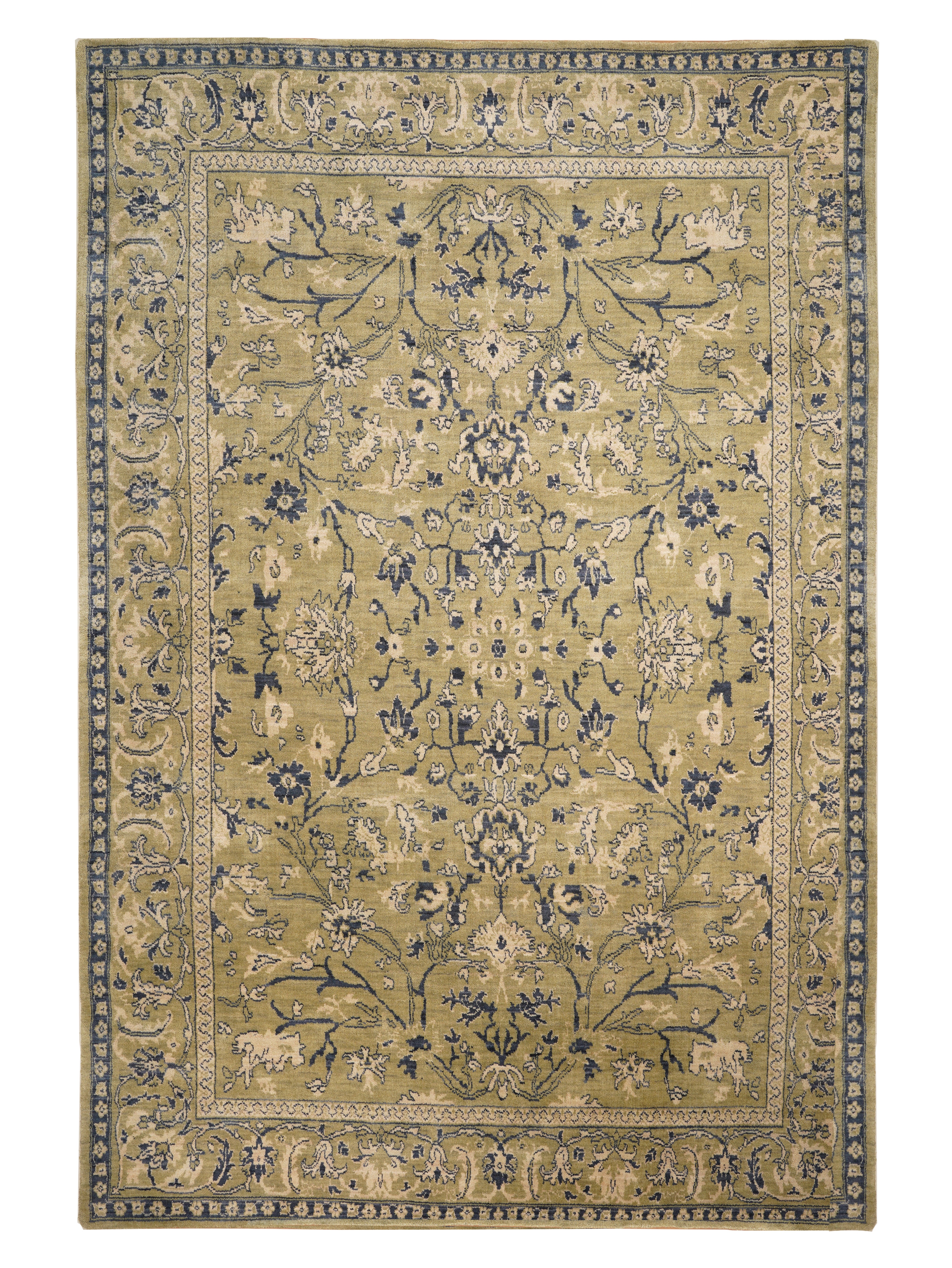 Nain Olive Hand Knotted Wool Oriental Area Rug