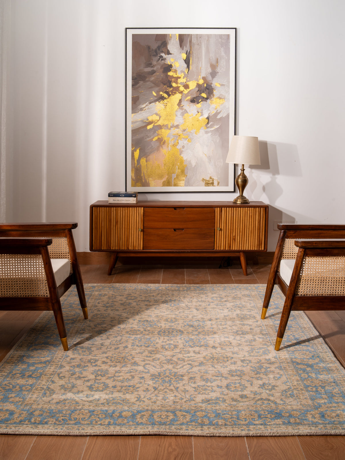 Sahara Blue Hand Knotted Wool Oriental Area Rug