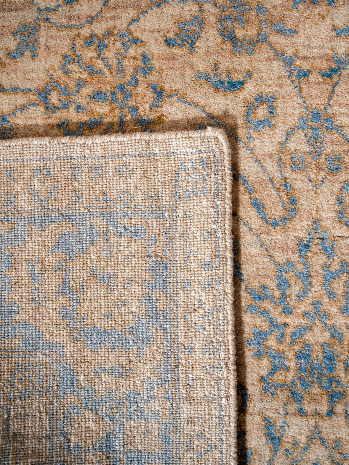 Sahara Blue Hand Knotted Wool Oriental Area Rug