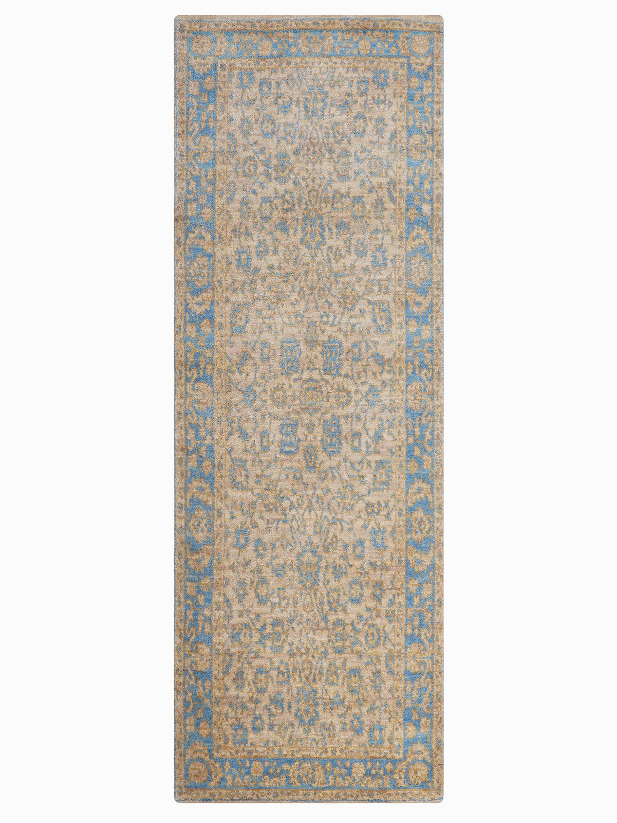 Sahara Blue Hand Knotted Wool Oriental Area Rug