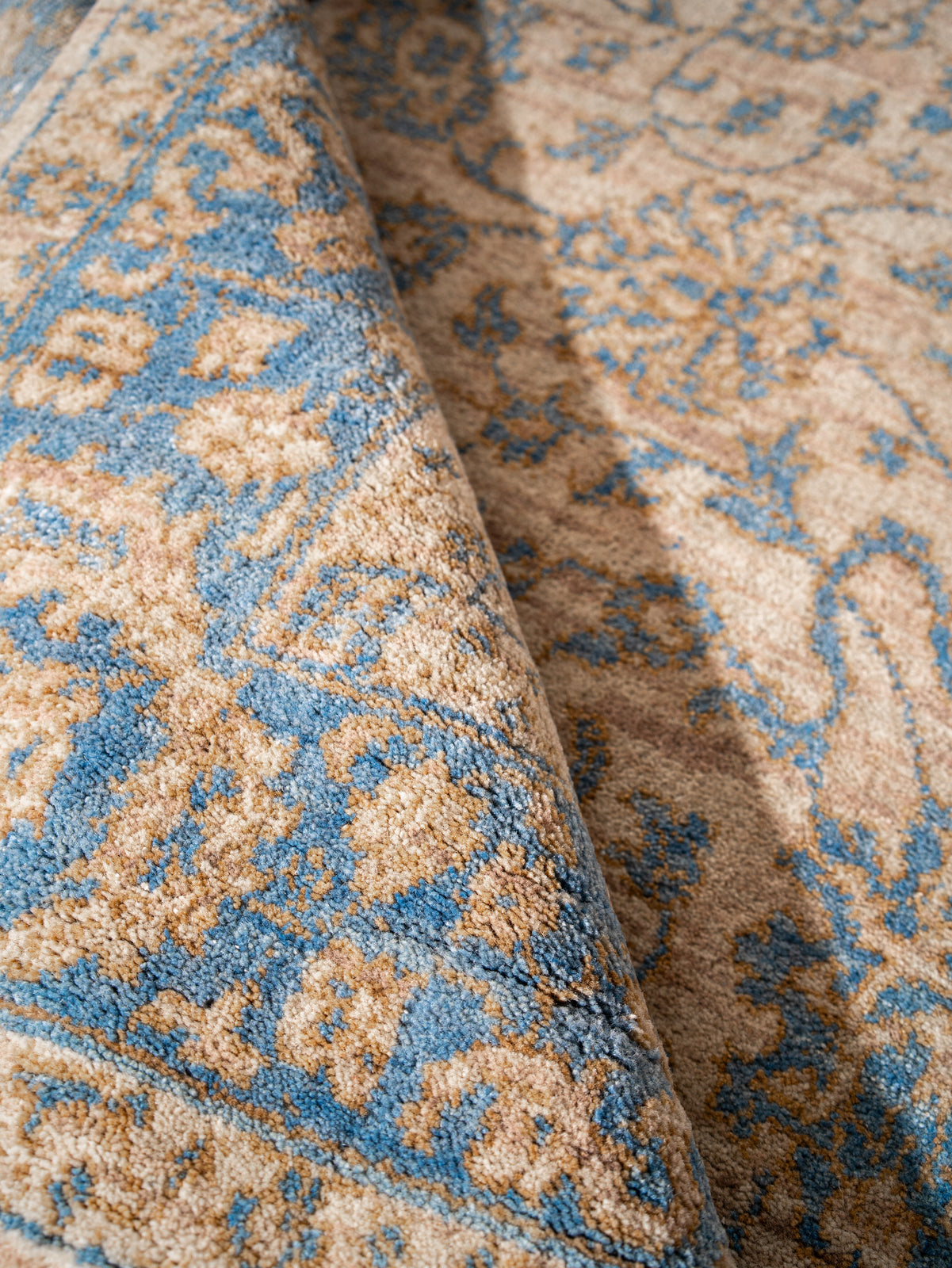 Sahara Blue Hand Knotted Wool Oriental Area Rug