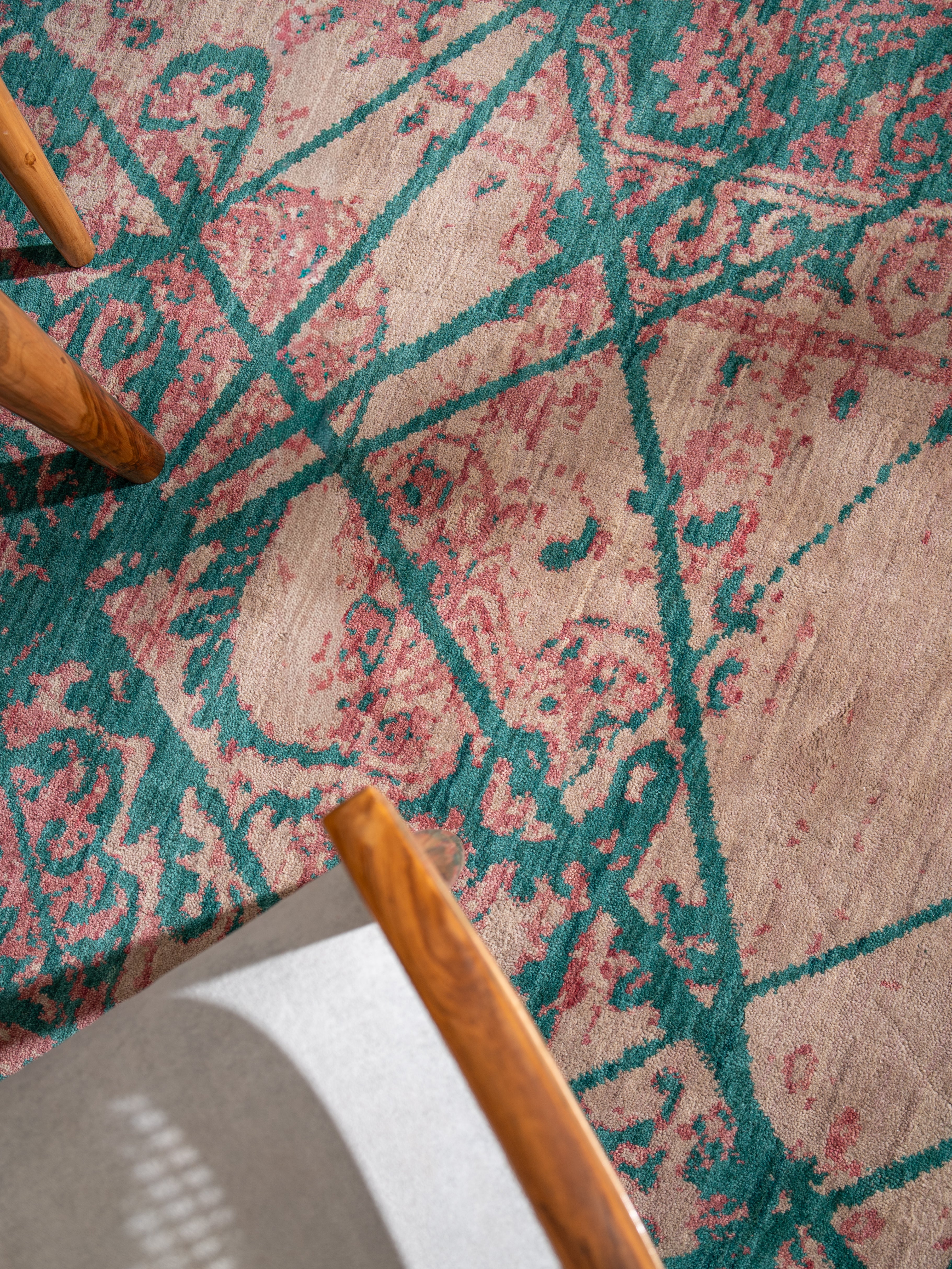 Teal Reverie Hand Knotted Oriental Wool Area Rug