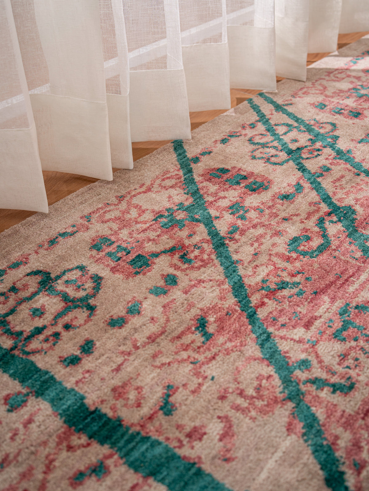Teal Reverie Hand Knotted Oriental Wool Area Rug