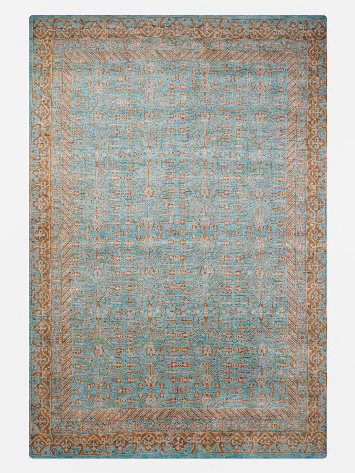 Blue Mirage Hand Knotted Oriental Wool Area Rug