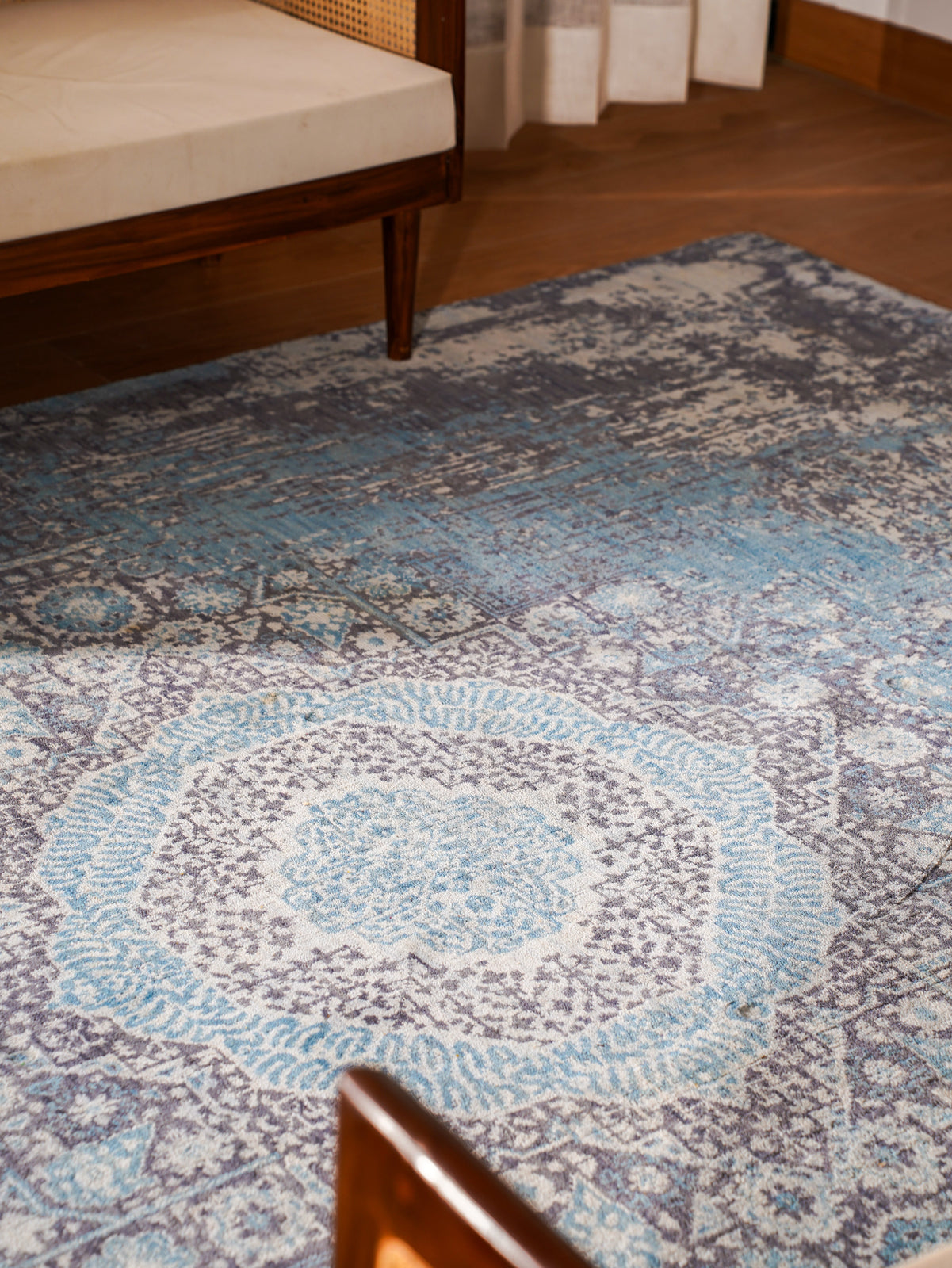 Blue Reverie Hand Knotted Wool Oriental Area Rug