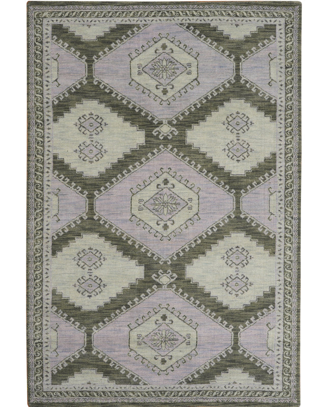 Hand Knotted Wool Oriental Area Rug Light Green