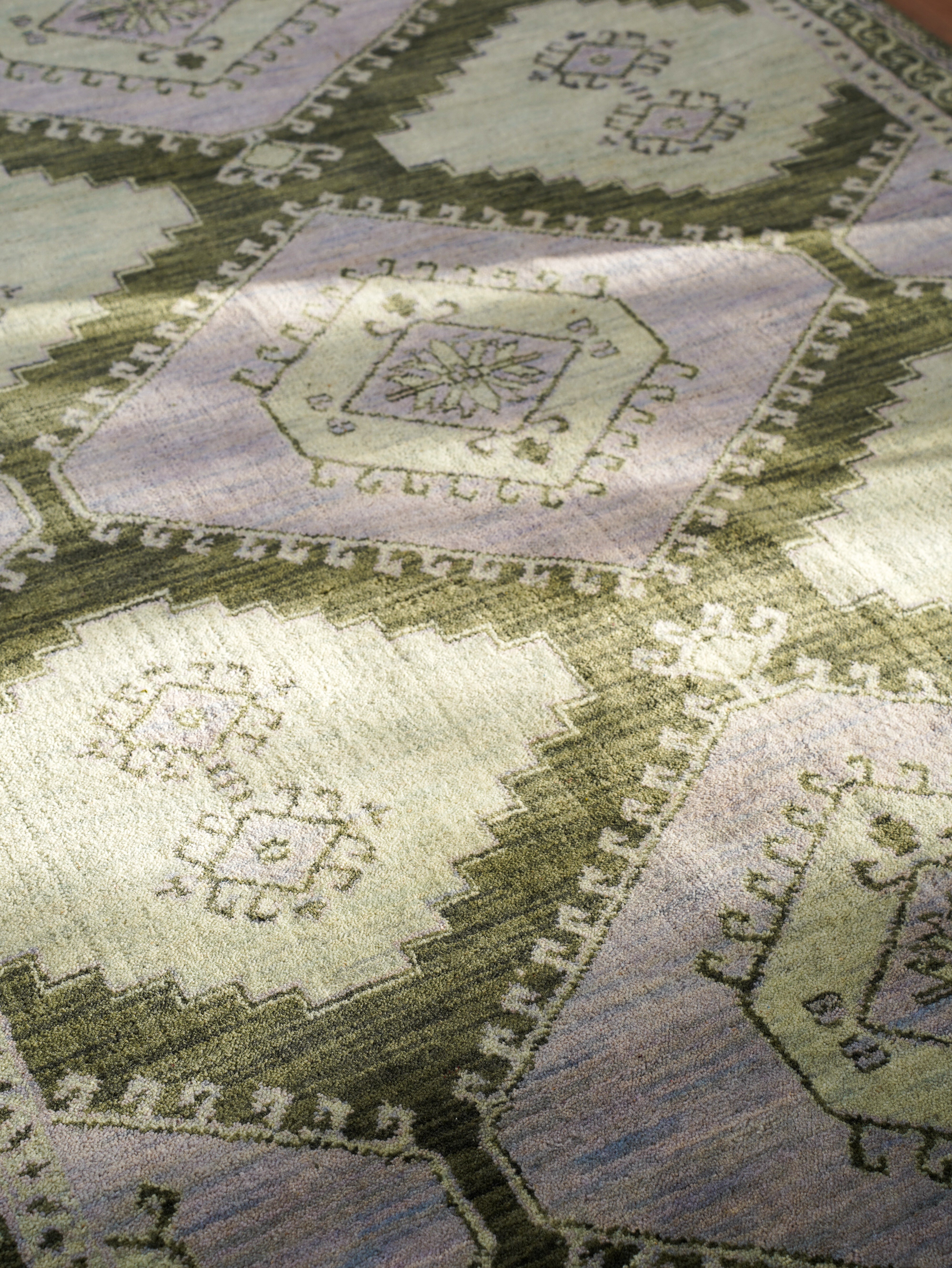 Hand Knotted Wool Oriental Area Rug Light Green