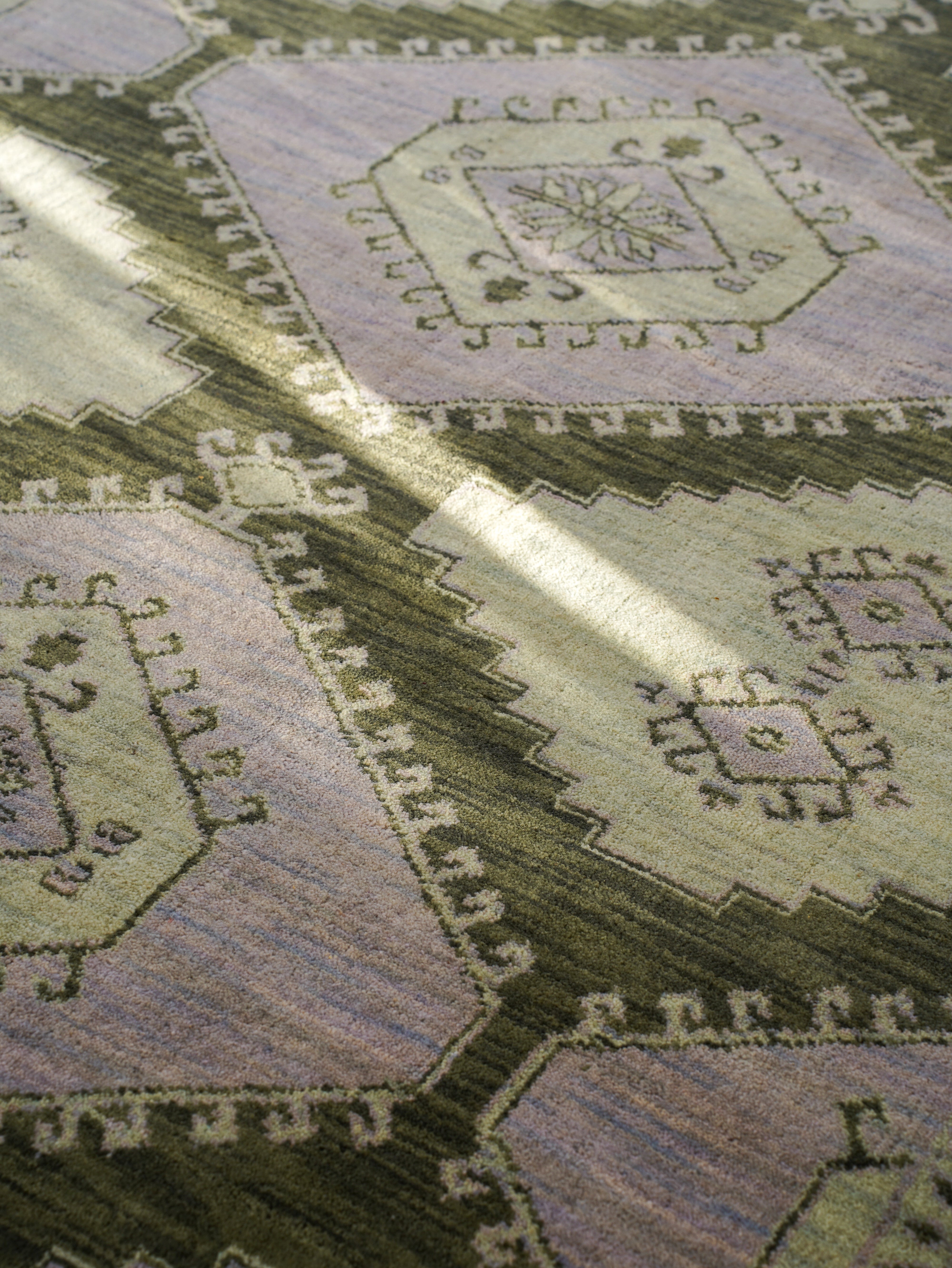 Hand Knotted Wool Oriental Area Rug Light Green