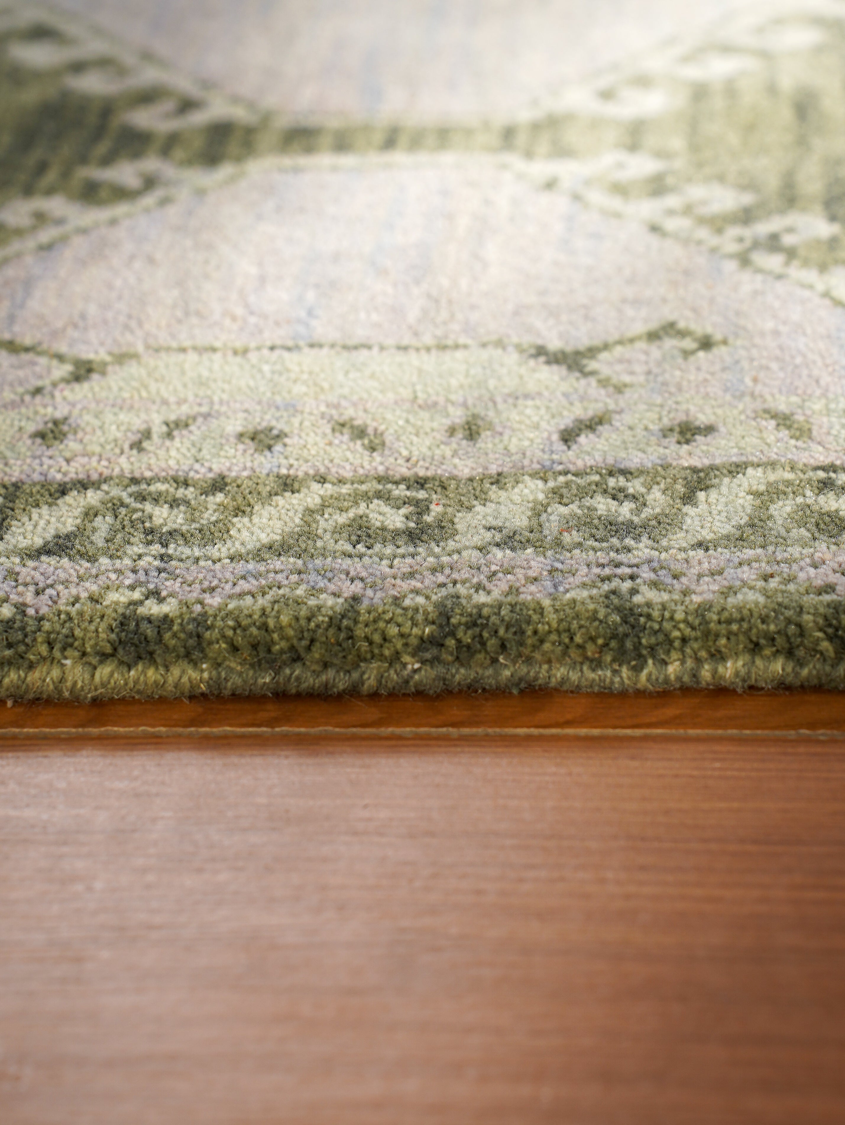 Hand Knotted Wool Oriental Area Rug Light Green