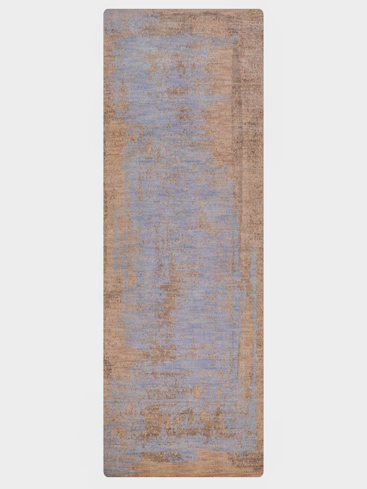 Modern Blue Distressed Hand Knotted Abstract Area Rug