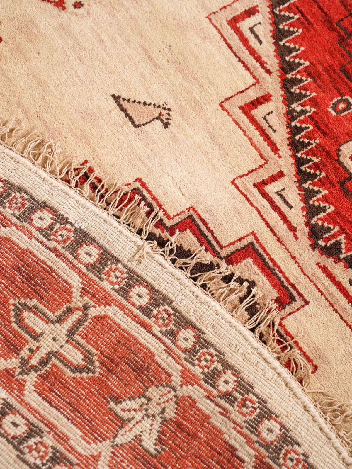 Golden Red Heritage Hand-Knotted Wool Rug with Red Tribal Medallion Design