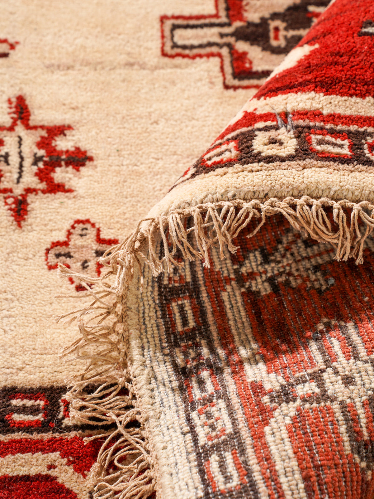 Golden Red Heritage Hand-Knotted Wool Rug with Red Tribal Medallion Design