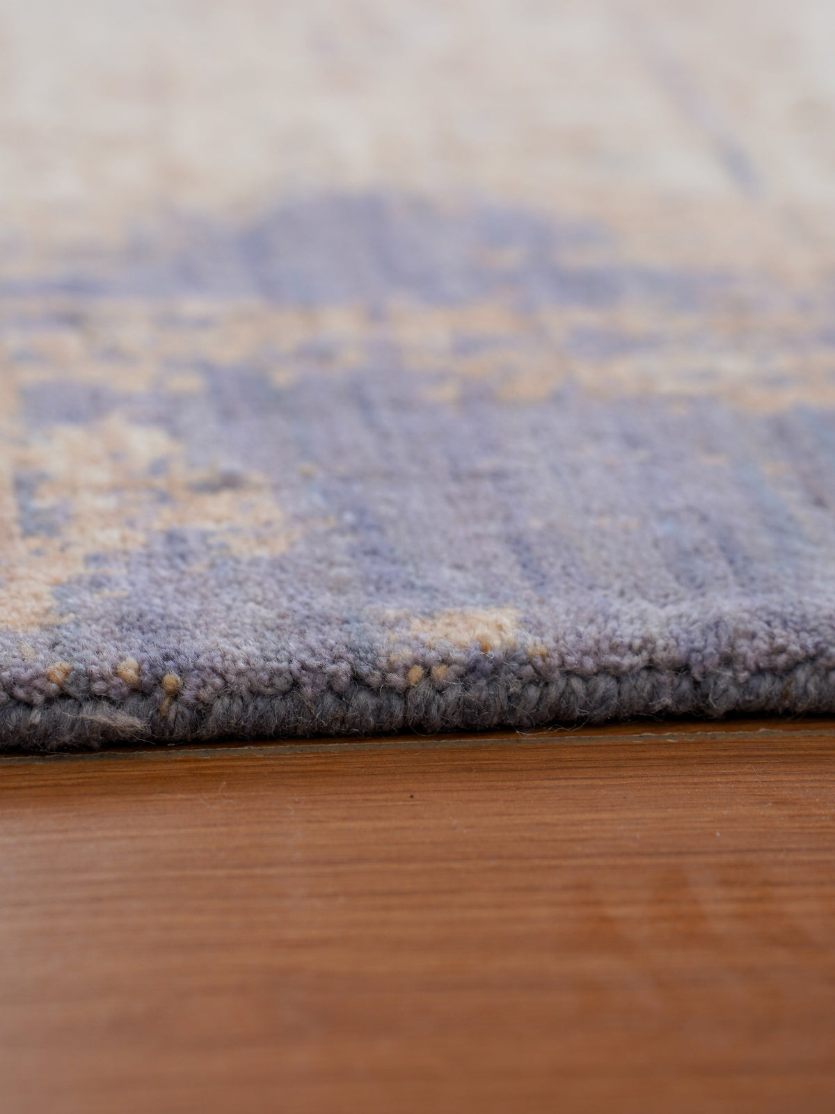 Modern Abstract Blue & Beige Hand Knotted Wool Area Rug