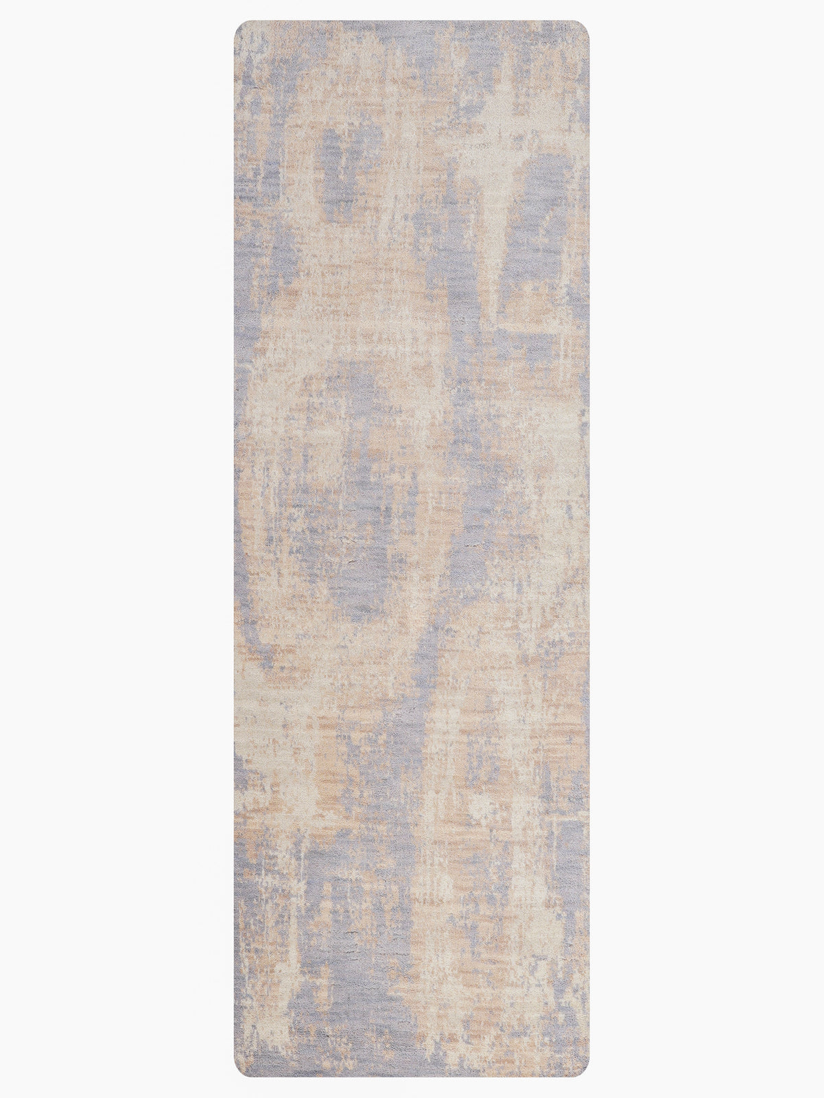 Modern Abstract Blue & Beige Hand Knotted Wool Area Rug