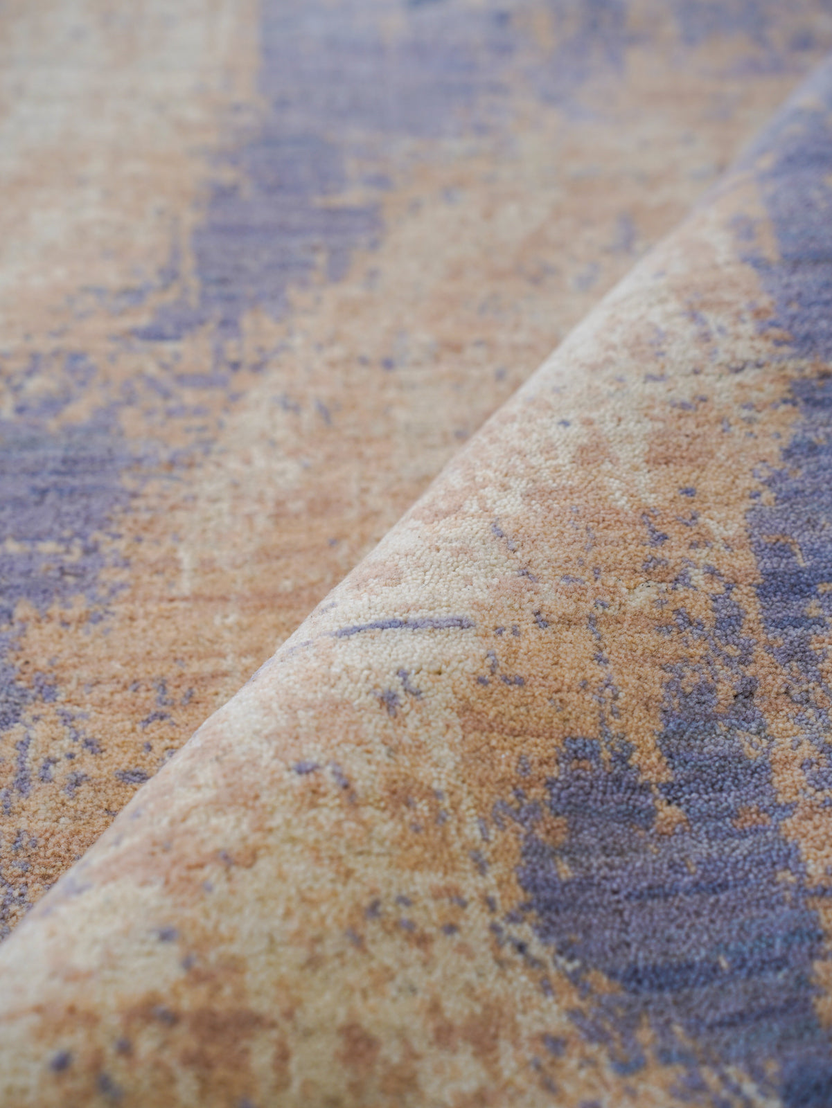 Modern Abstract Blue & Beige Hand Knotted Wool Area Rug