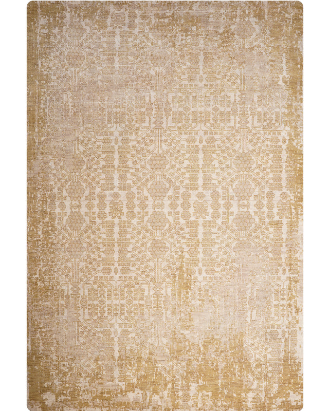 Ivory & Gold Vintage-Style Hand Knotted Rug