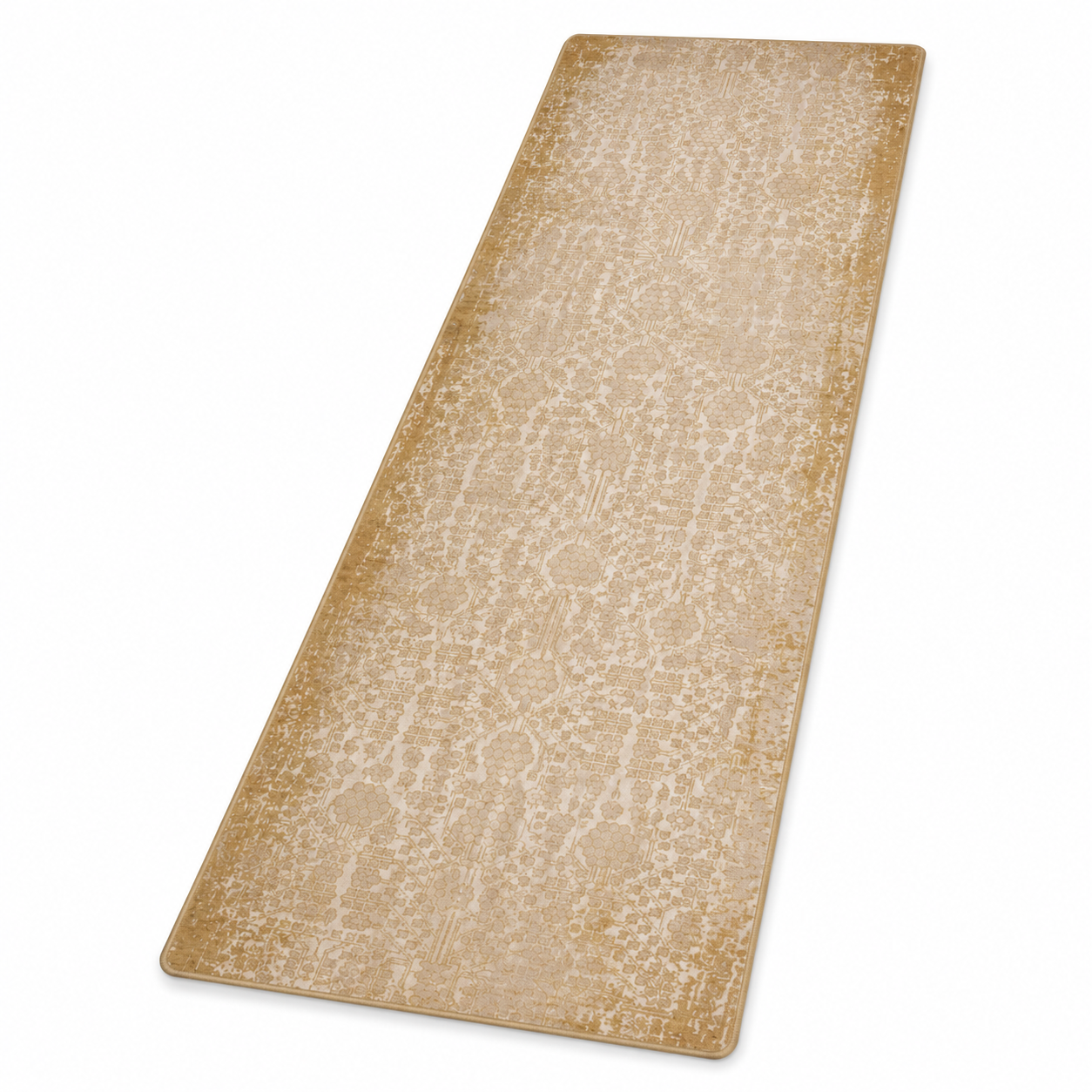 Ivory & Gold Vintage-Style Hand Knotted Rug