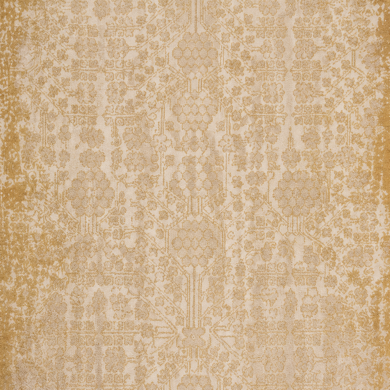 Ivory & Gold Vintage-Style Hand Knotted Rug
