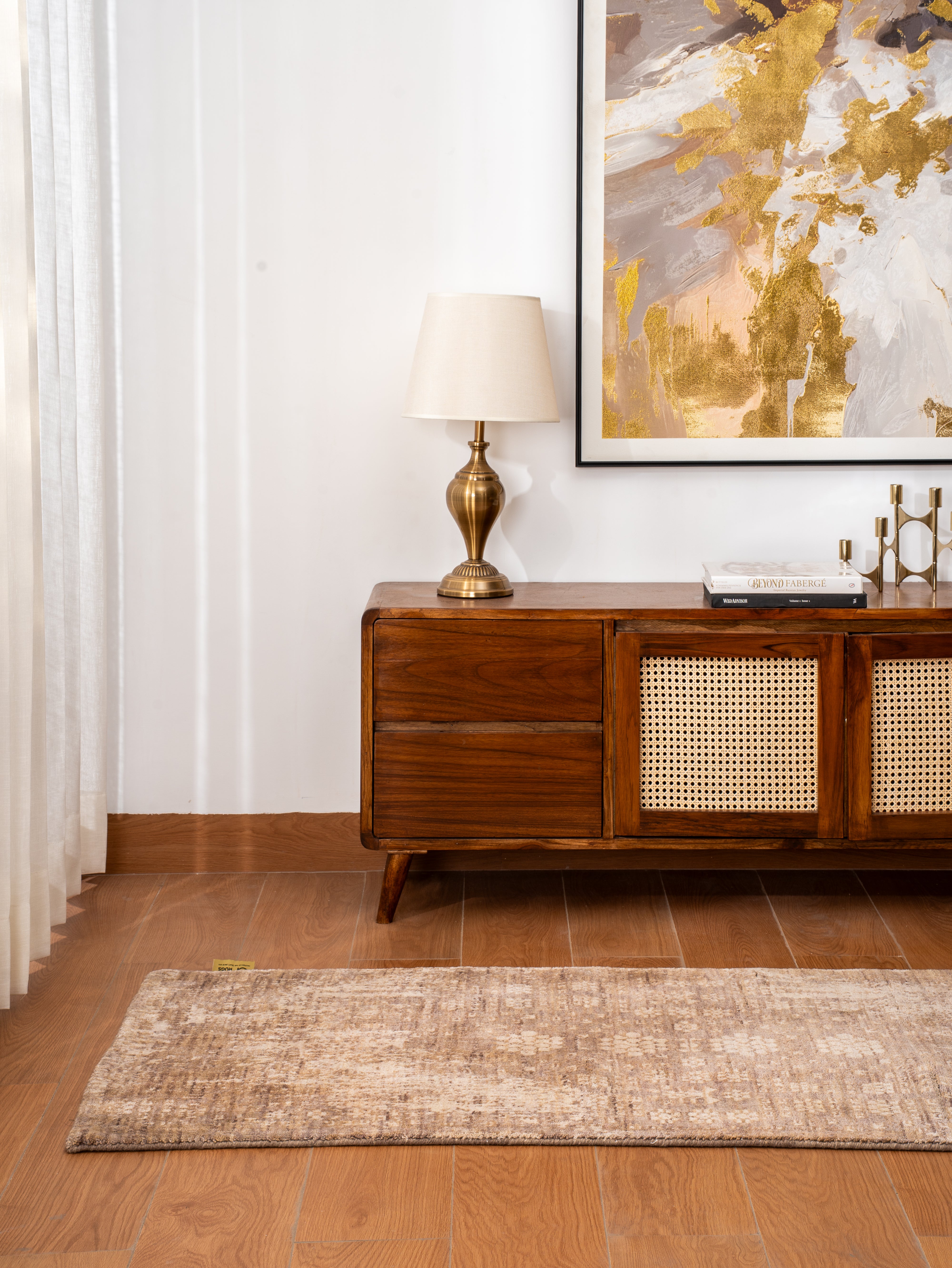 Ivory & Gold Vintage-Style Hand Knotted Rug