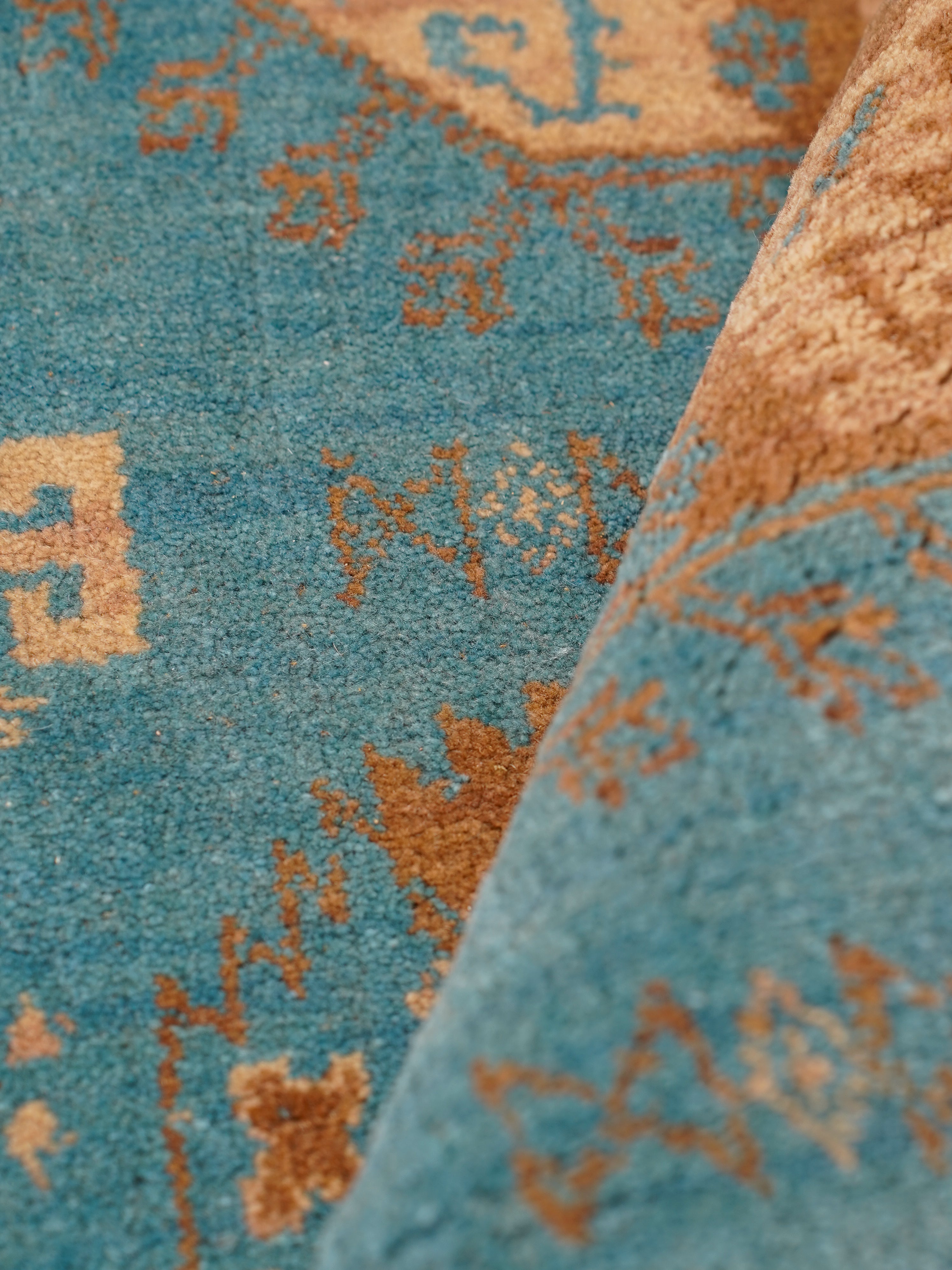 Turquoise Tribal Medallion Hand Knotted Wool Area Rug