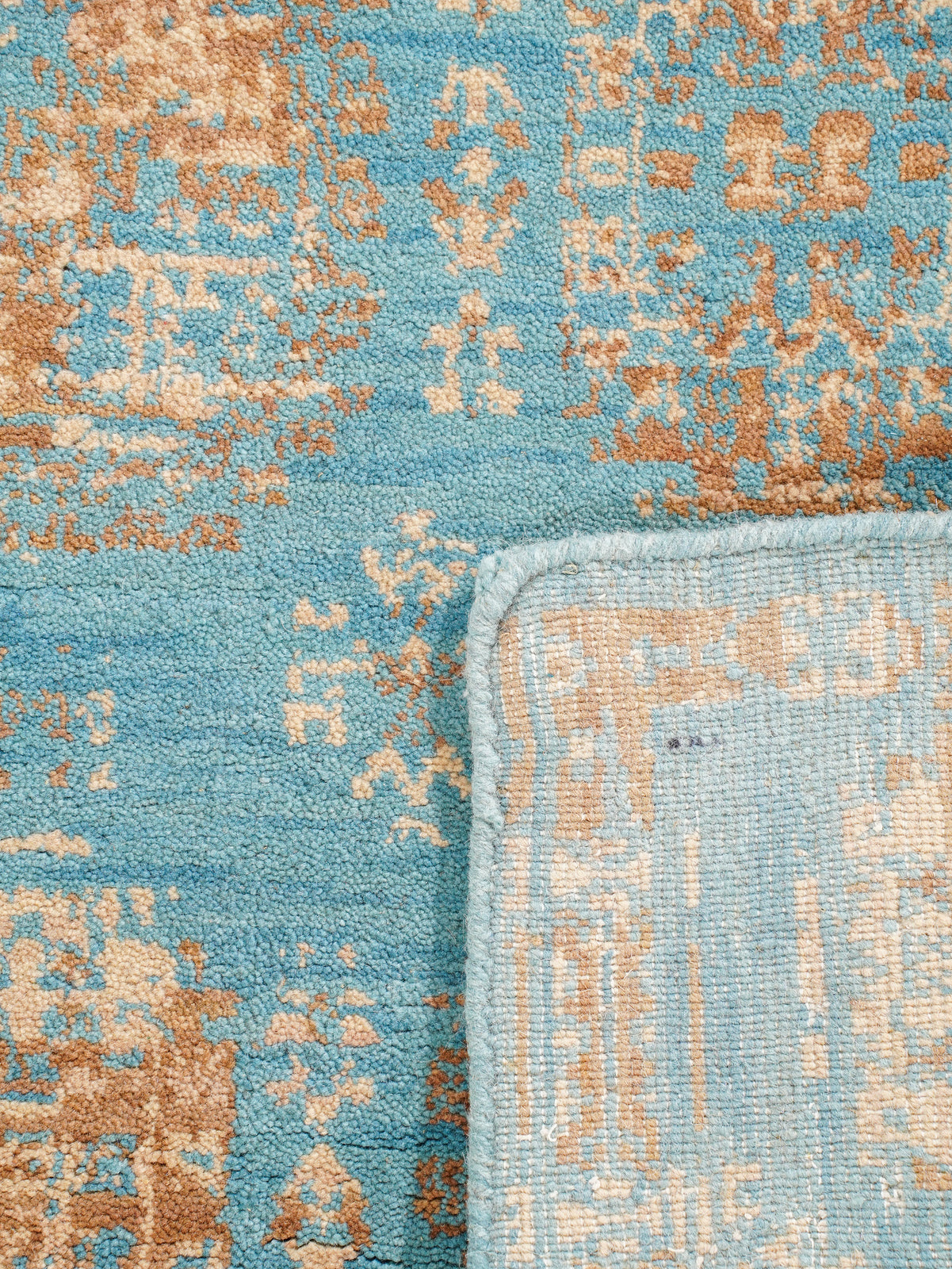 Turquoise Tribal Medallion Hand Knotted Wool Area Rug