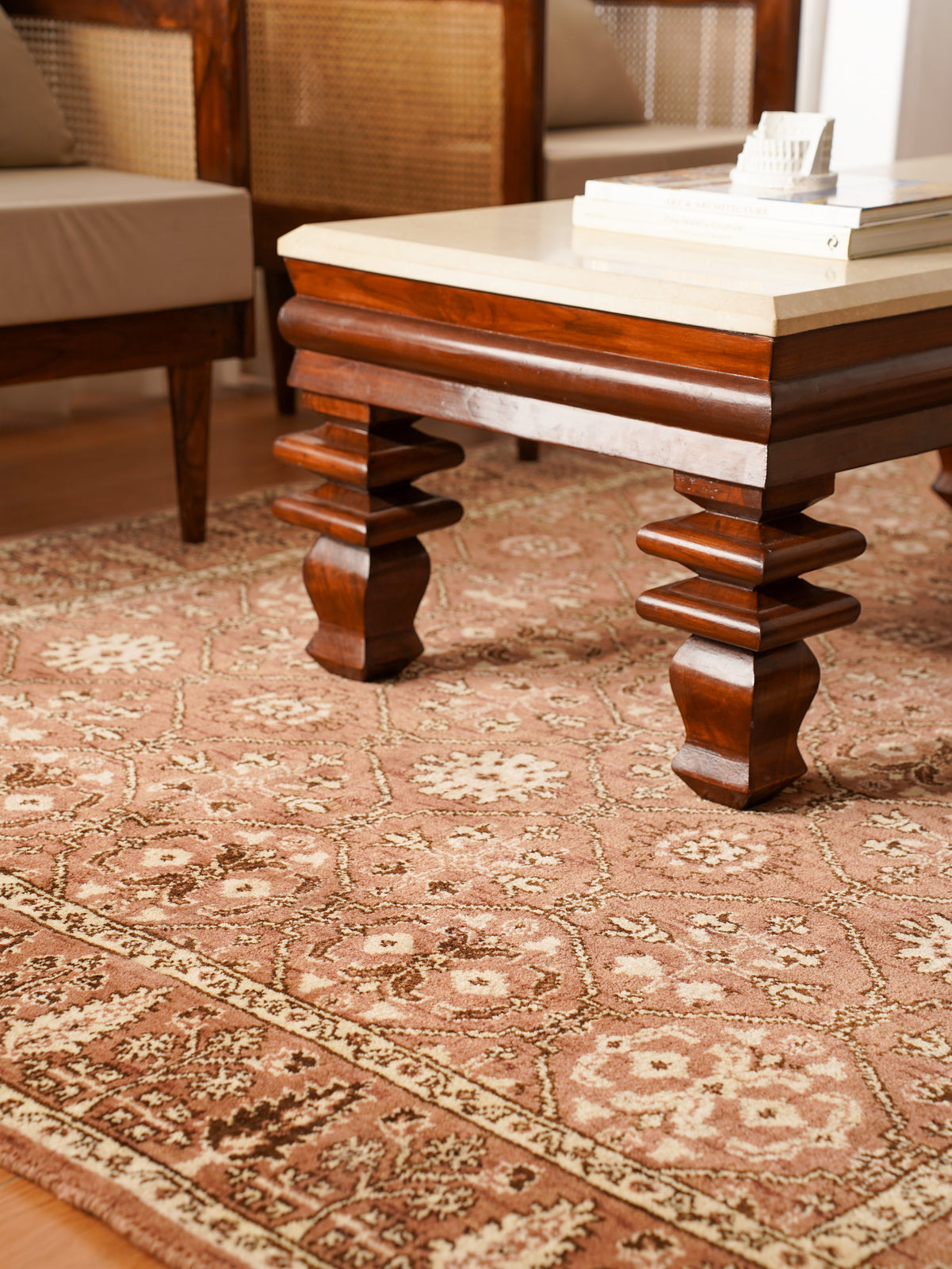 Oriental Trellis Runner Rug – Light Brown & Beige