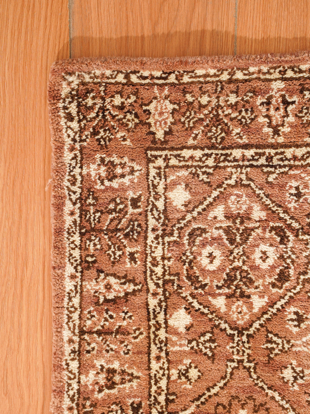 Oriental Trellis Runner Rug – Light Brown & Beige