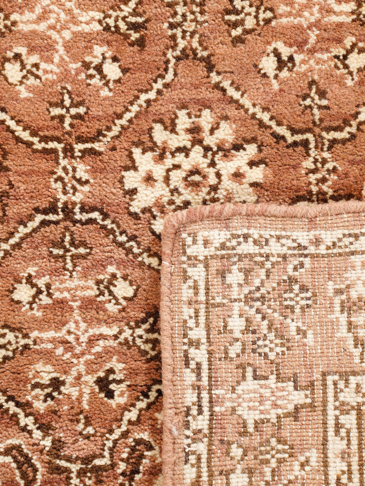 Oriental Trellis Runner Rug – Light Brown & Beige