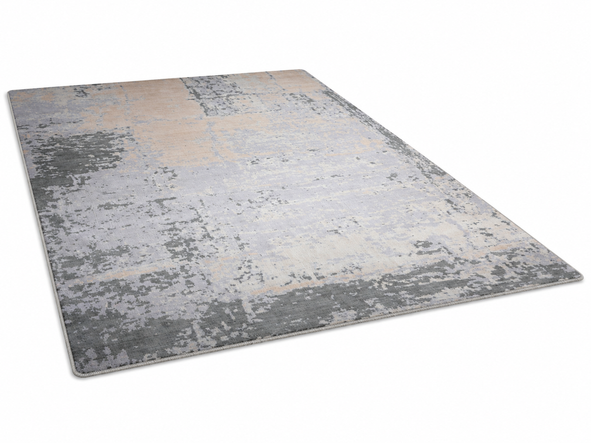 Hand-Knotted Multicolor Wool Area Rug with Modern Distressed Abstract Pattern