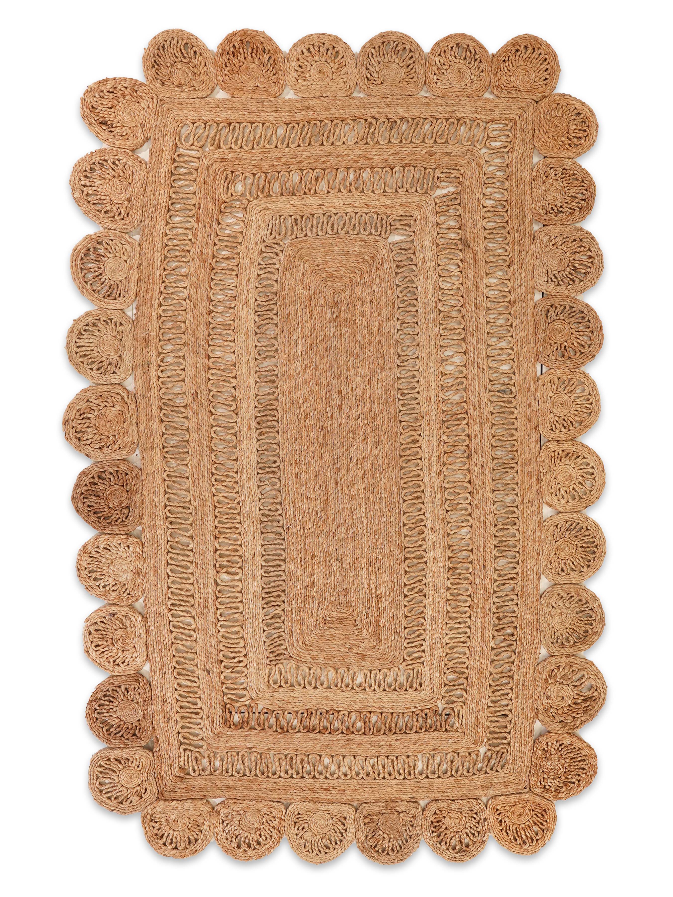 Natural Wheat Brown Handwoven Jute Rug – Flatweave Eco-Friendly Area Rug in Round, Rectangle & Square