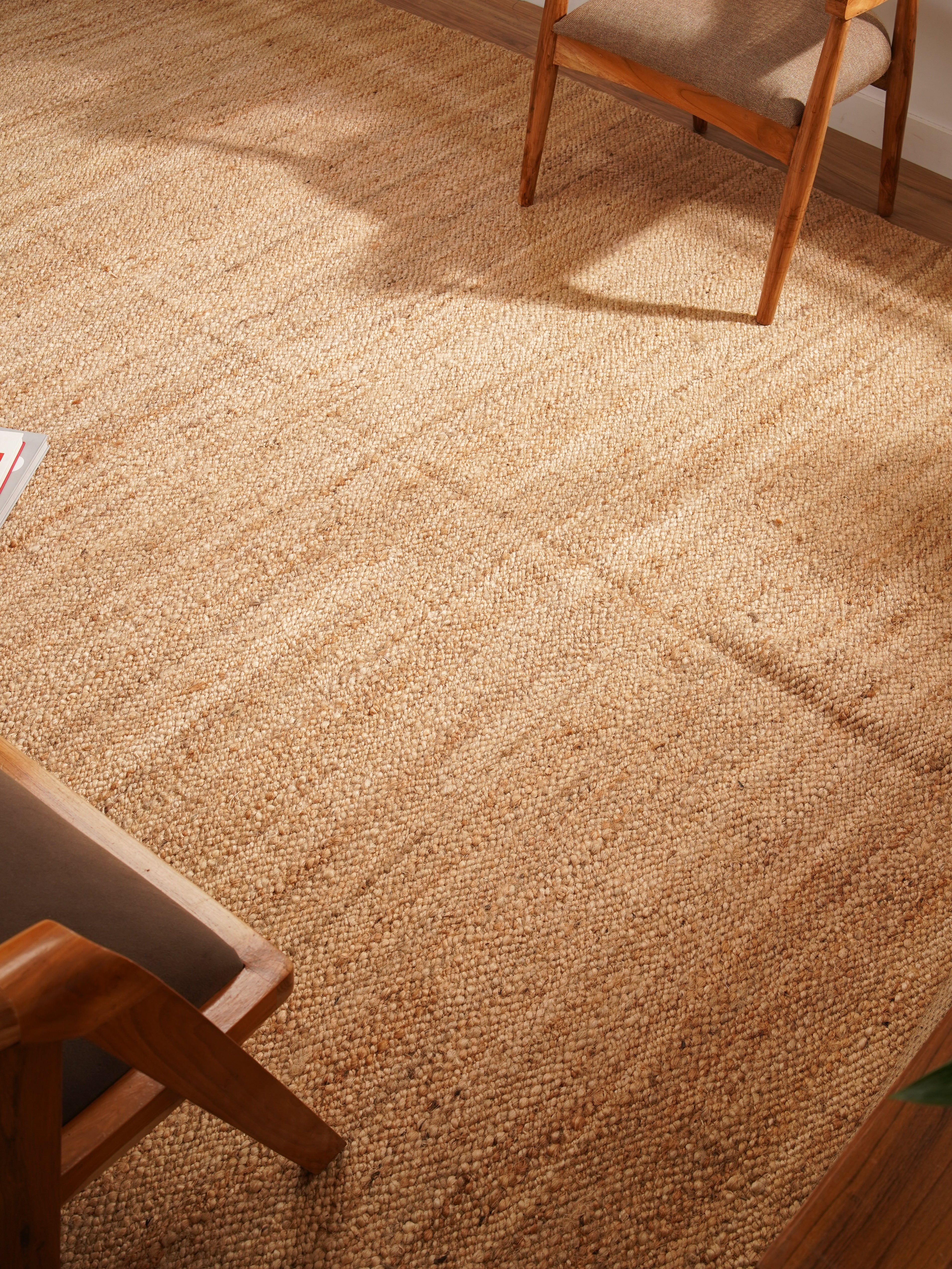 Light Brown Handwoven Jute Rug – Natural Flatweave Area Rug