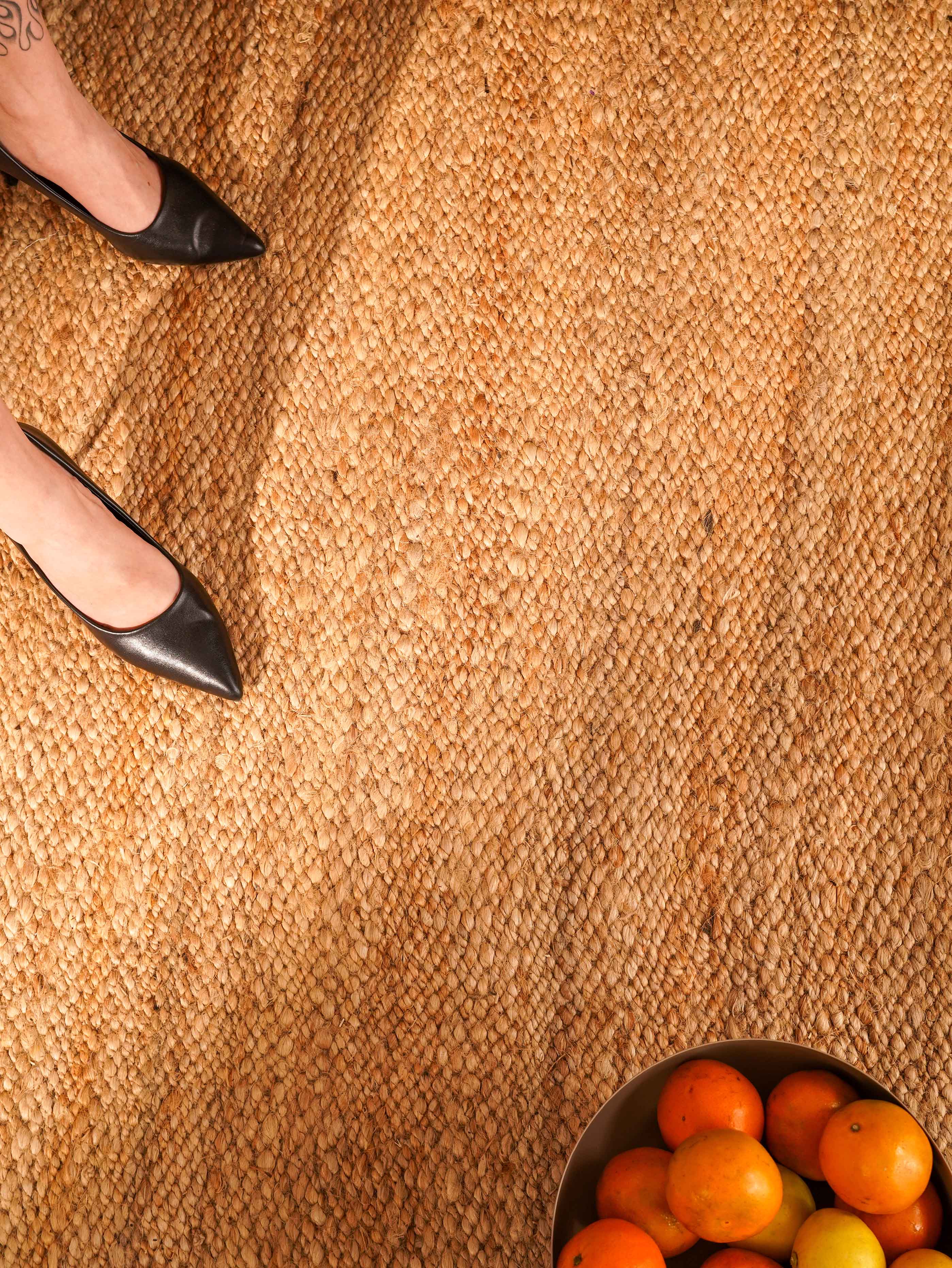 Light Brown Handwoven Jute Rug – Natural Flatweave Area Rug