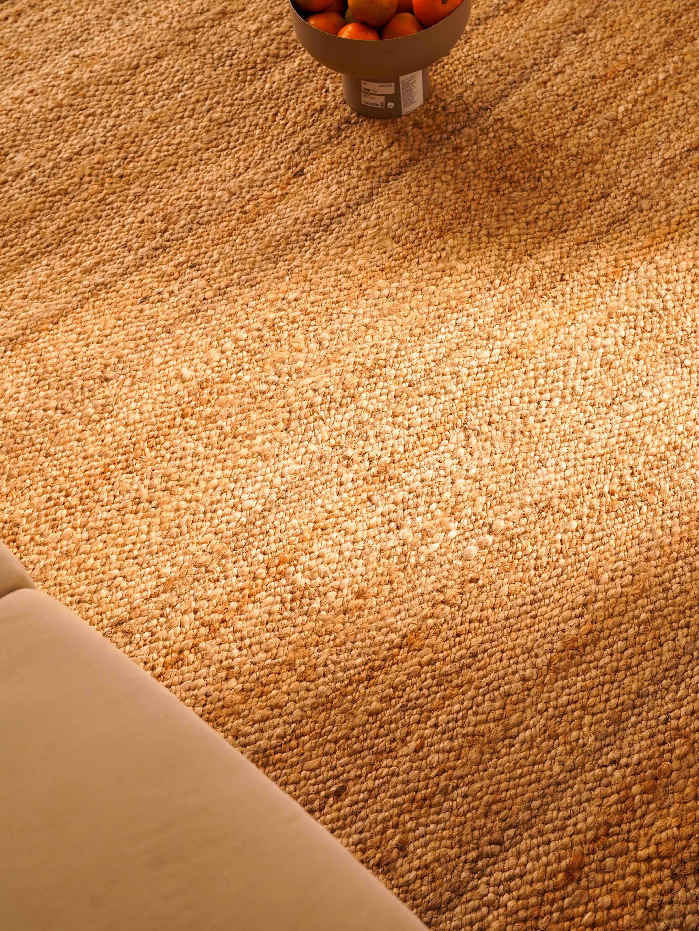 Light Brown Handwoven Jute Rug – Natural Flatweave Area Rug