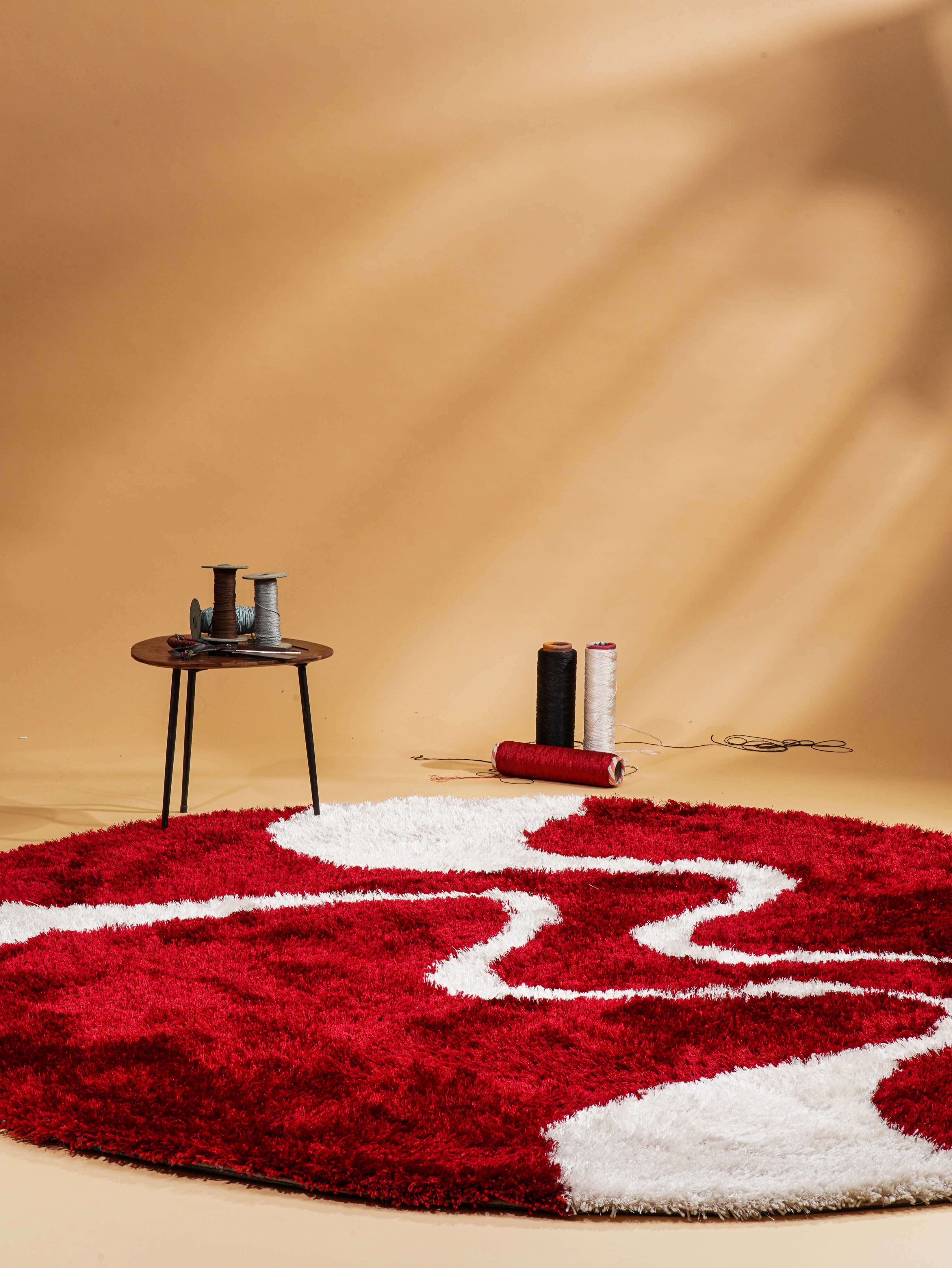 Scarlet Wave Hand Tufted Shag Rug