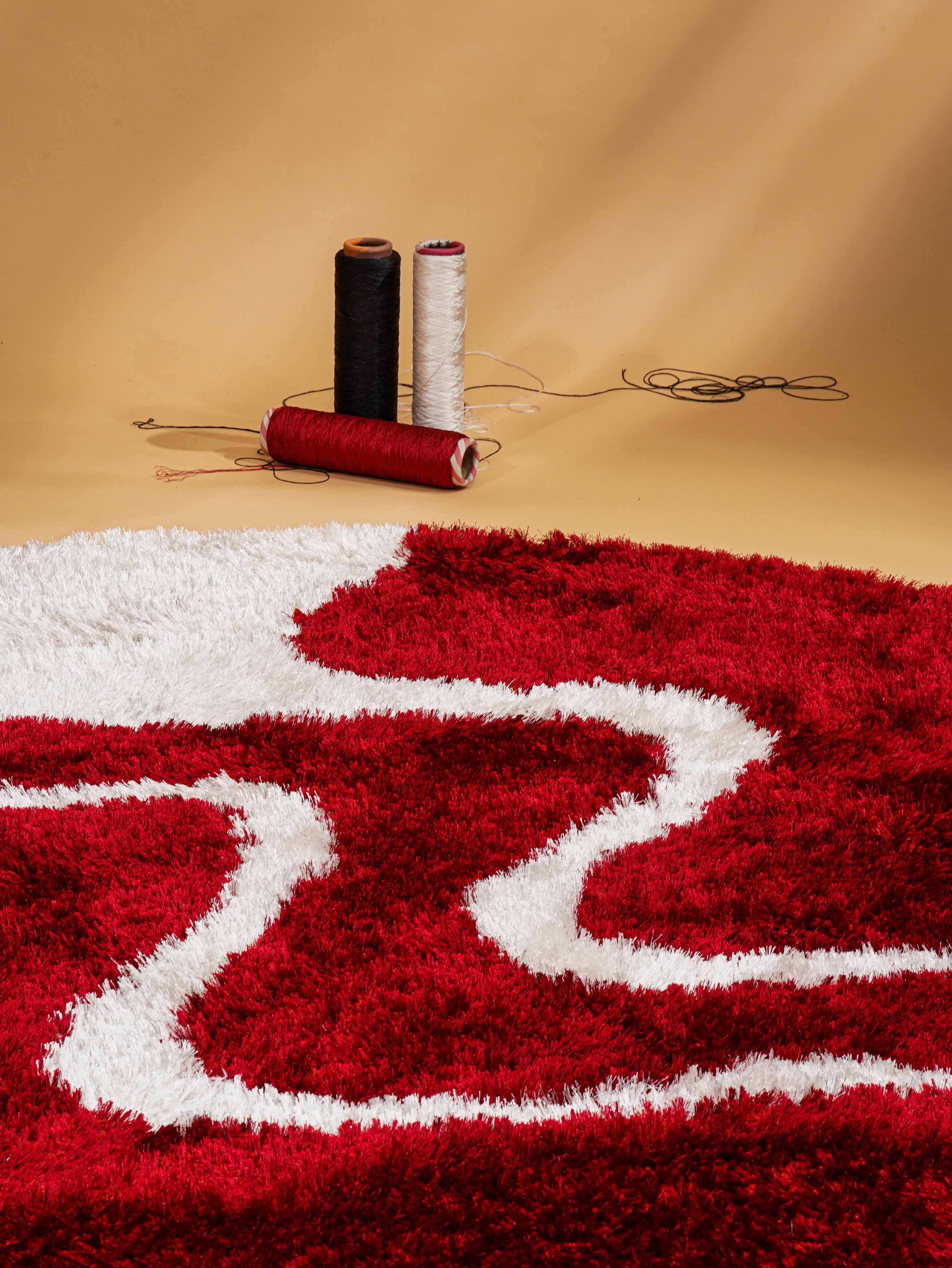 Scarlet Wave Hand Tufted Shag Rug