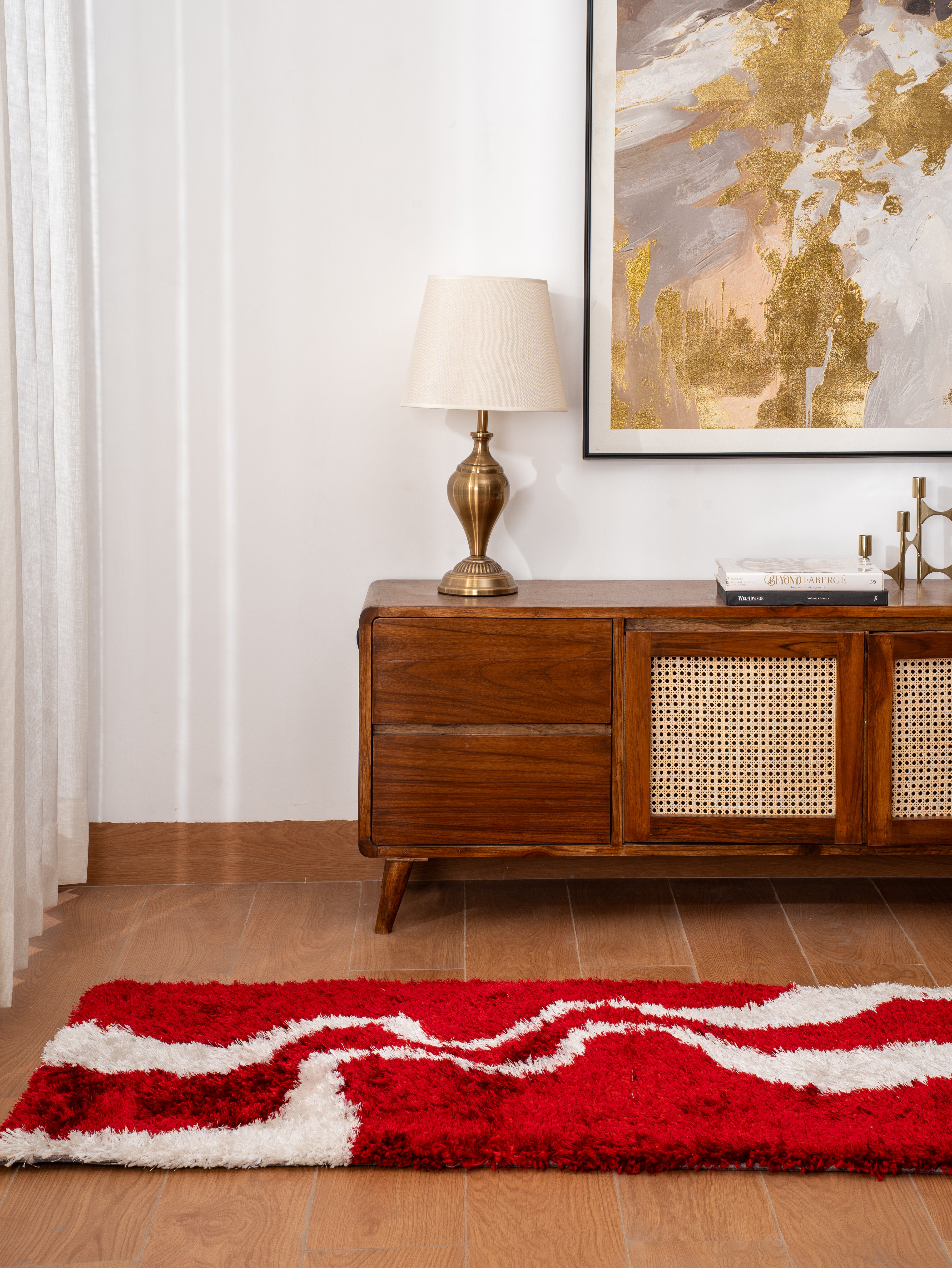 Scarlet Wave Hand Tufted Shag Rug