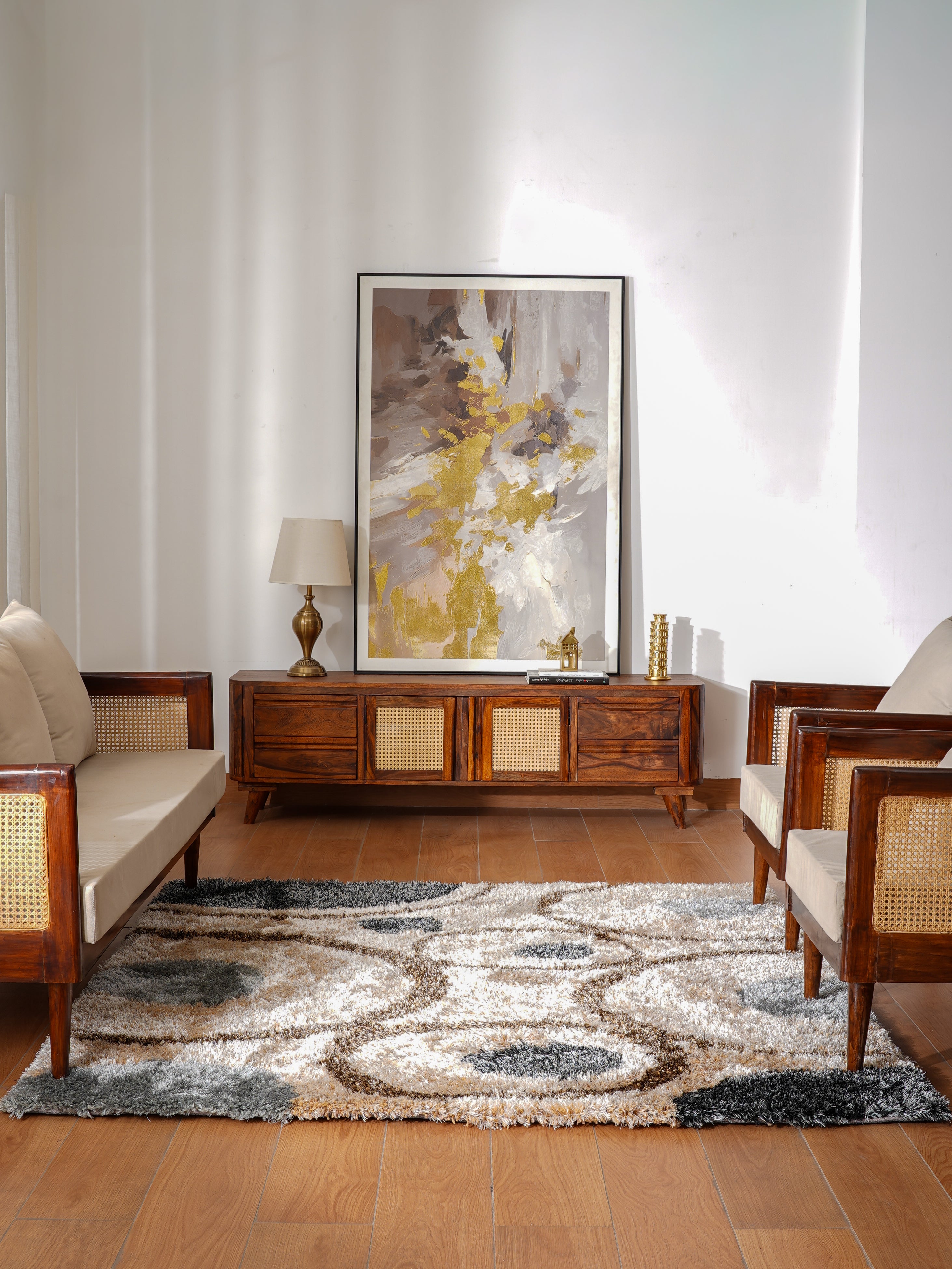 Harit Hand Tufted Shag Polyester Area Rug