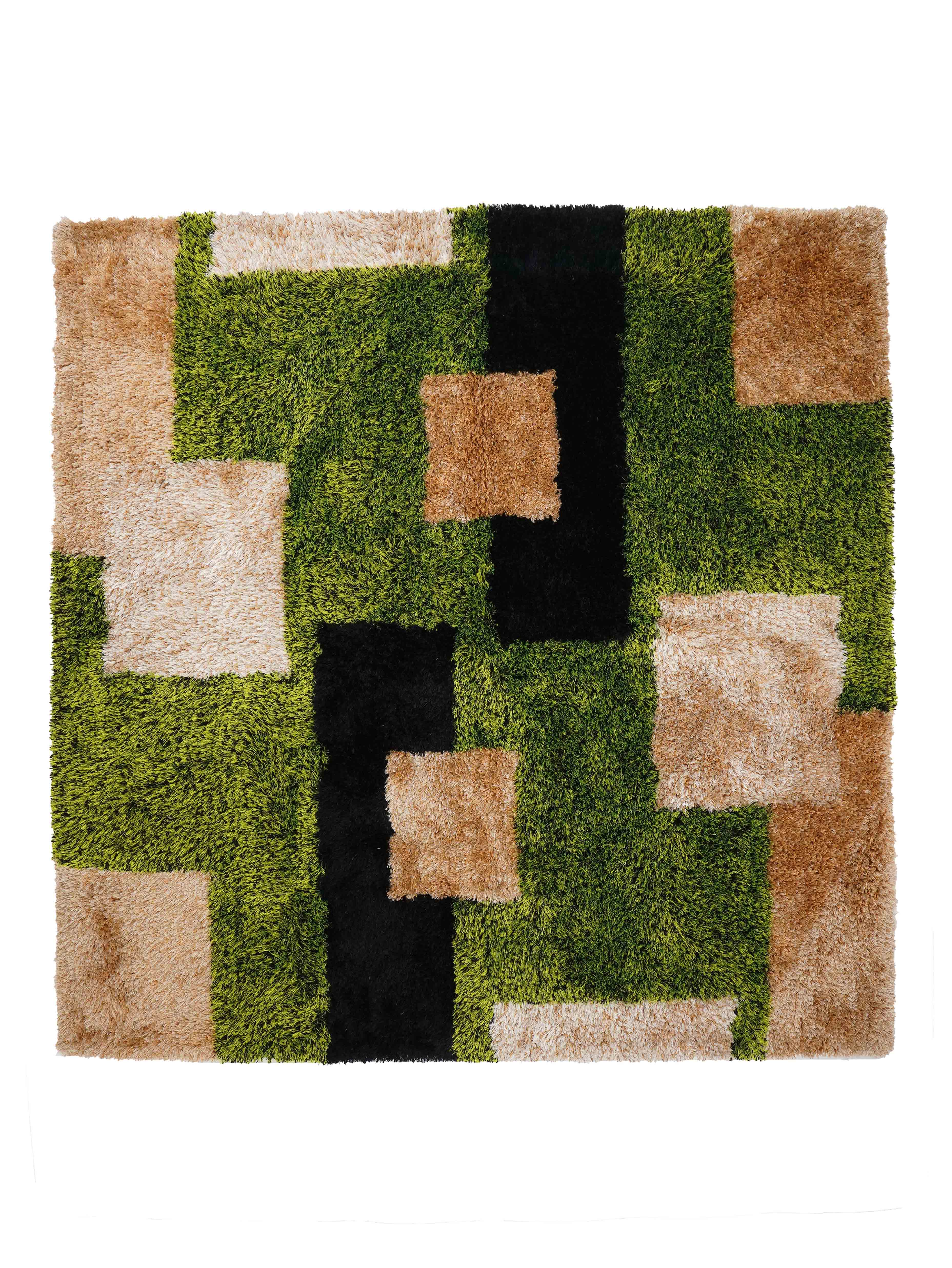 Pixel Maze Hand Tufted Shag Rug