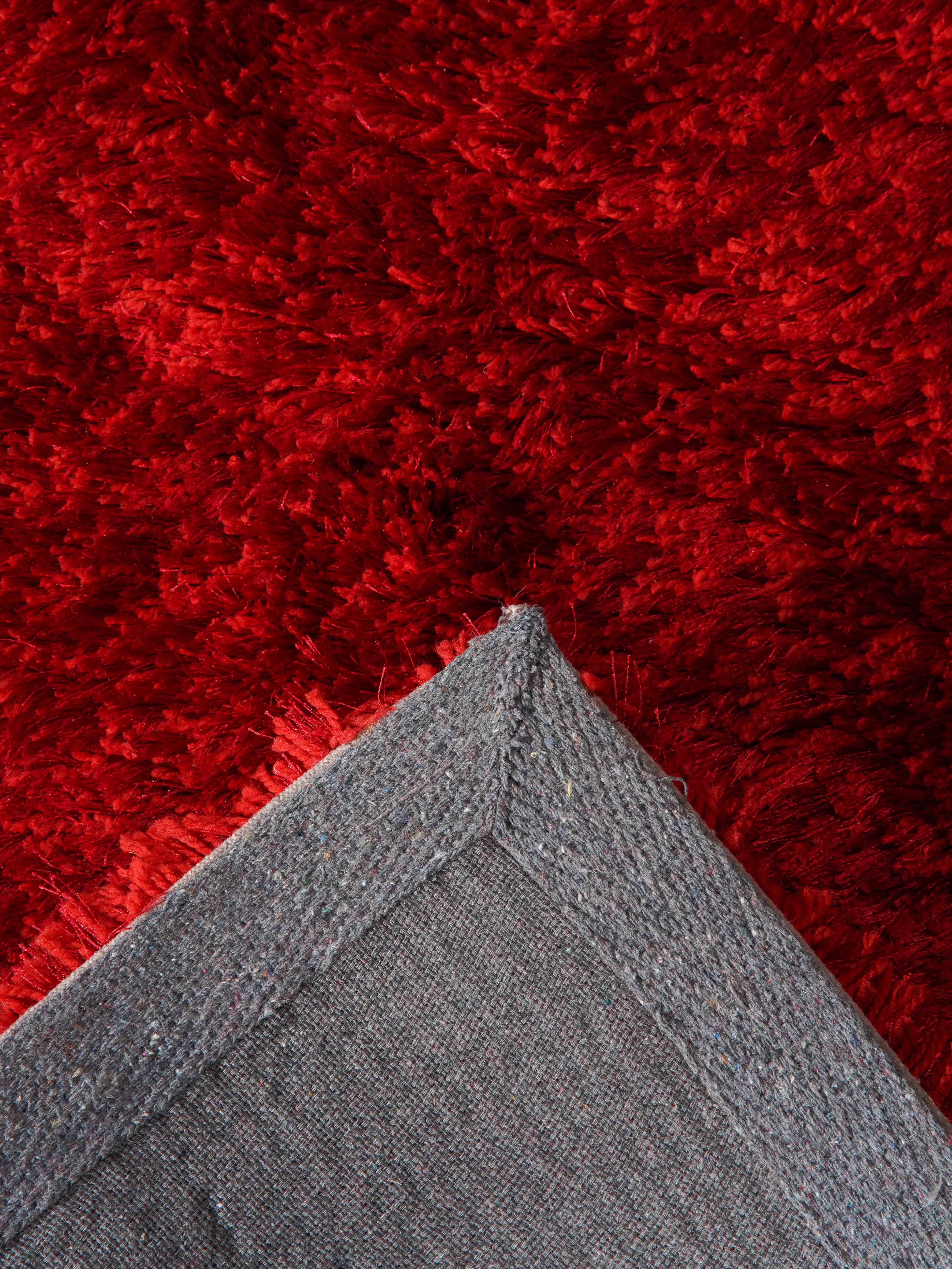 Laal Shag Polyester Area Rug