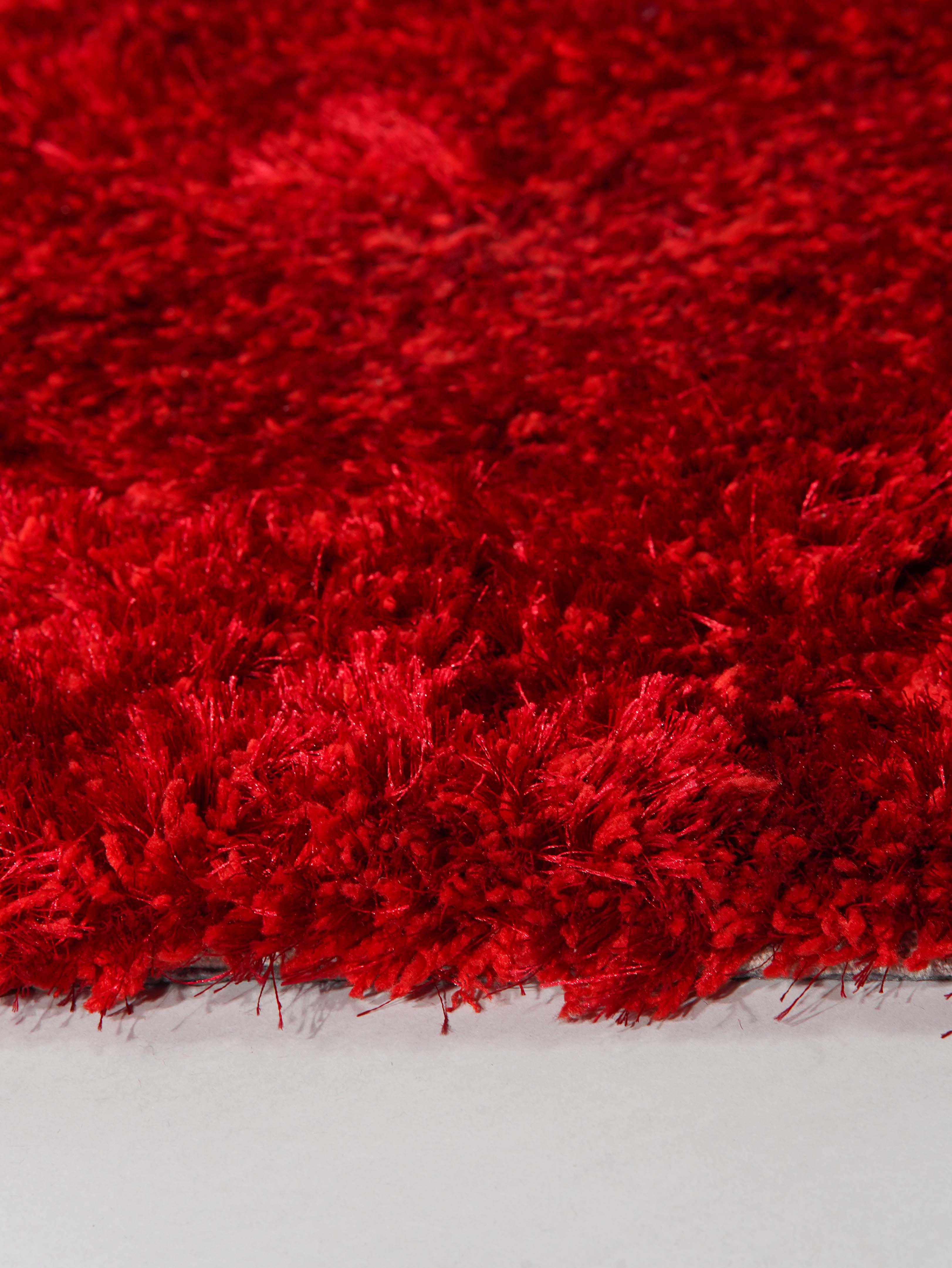 Laal Shag Polyester Area Rug