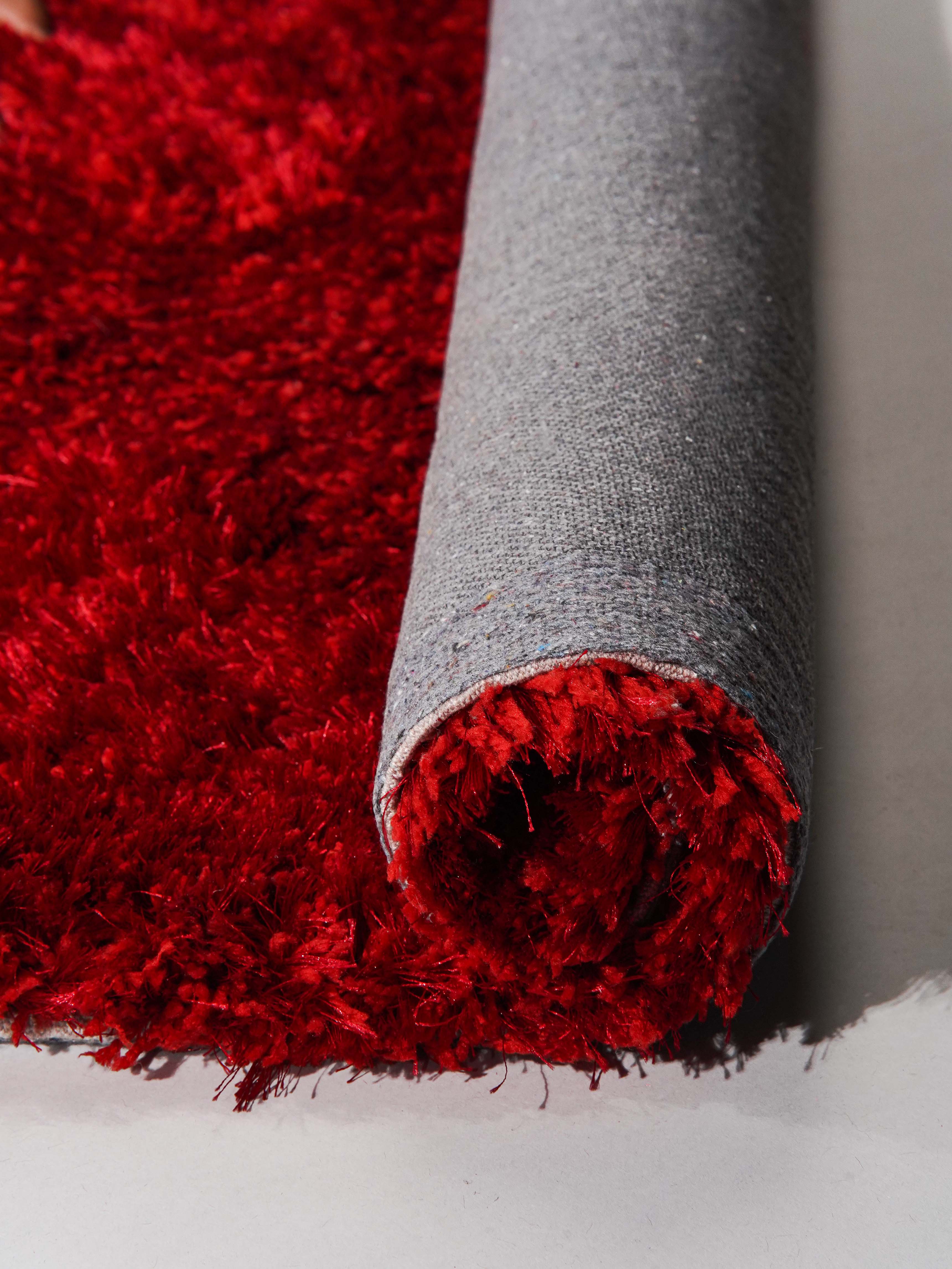 Laal Shag Polyester Area Rug