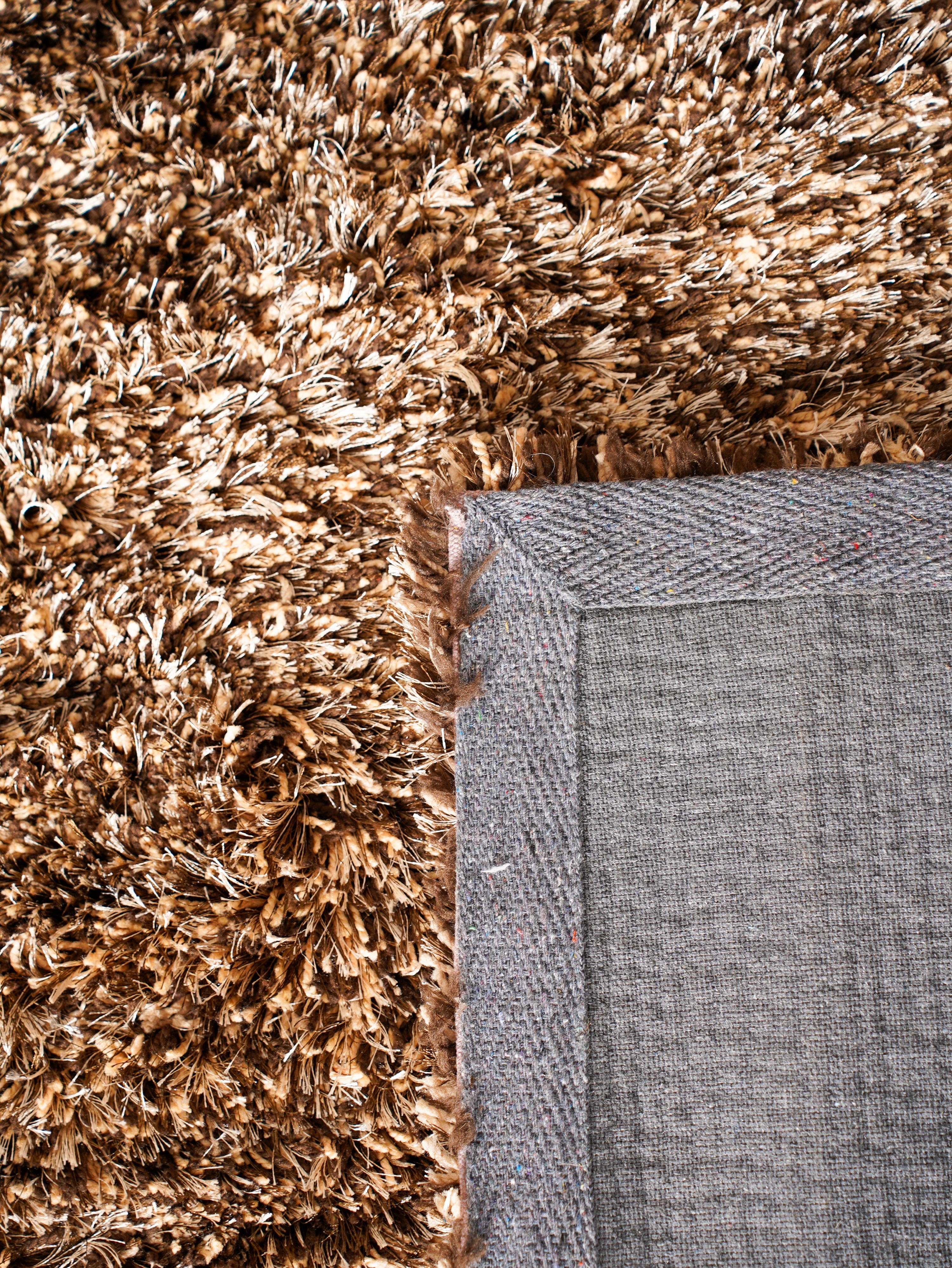 Beige Brown Hand Tufted Shag Rug