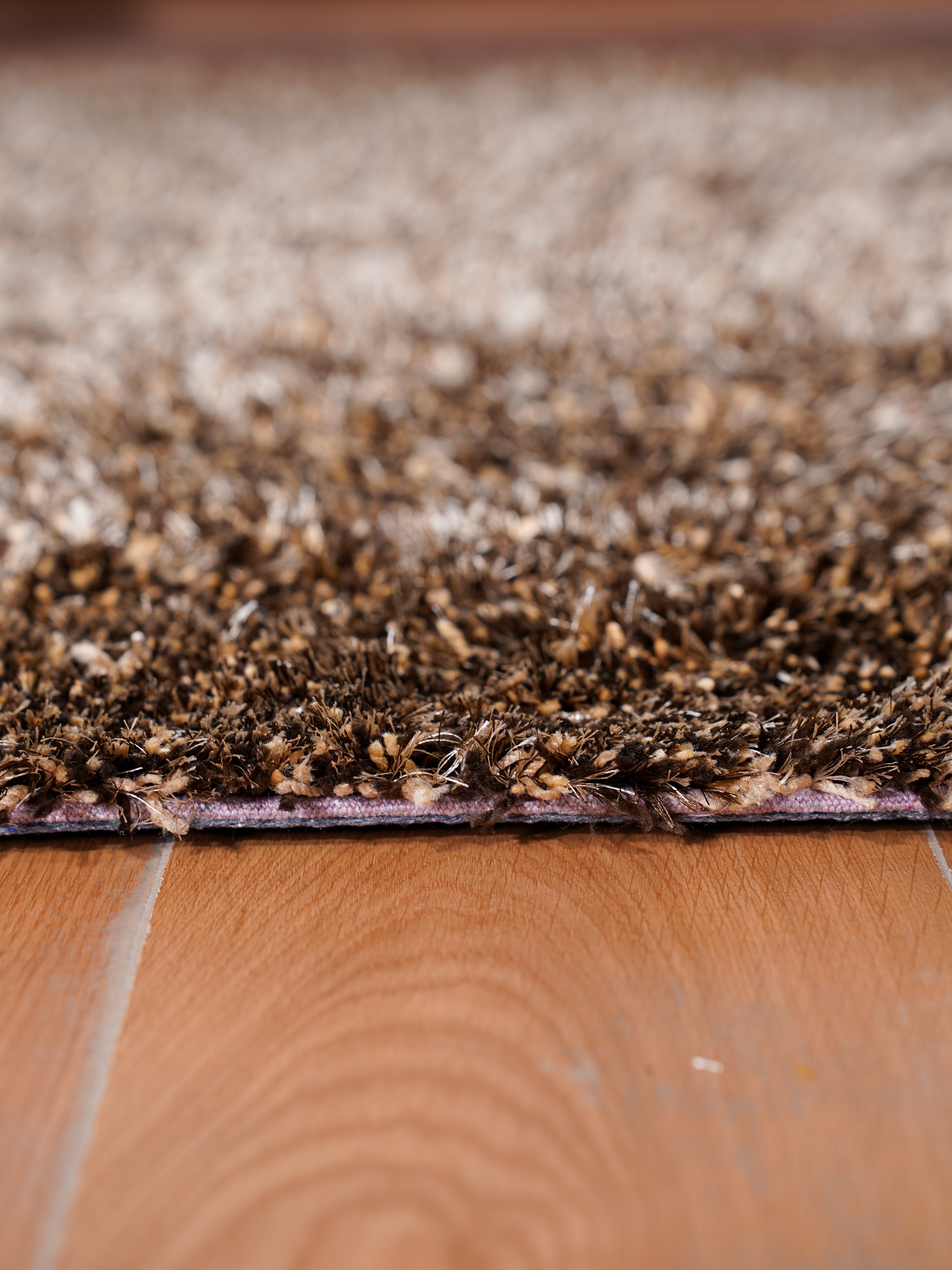 Beige Brown Hand Tufted Shag Rug