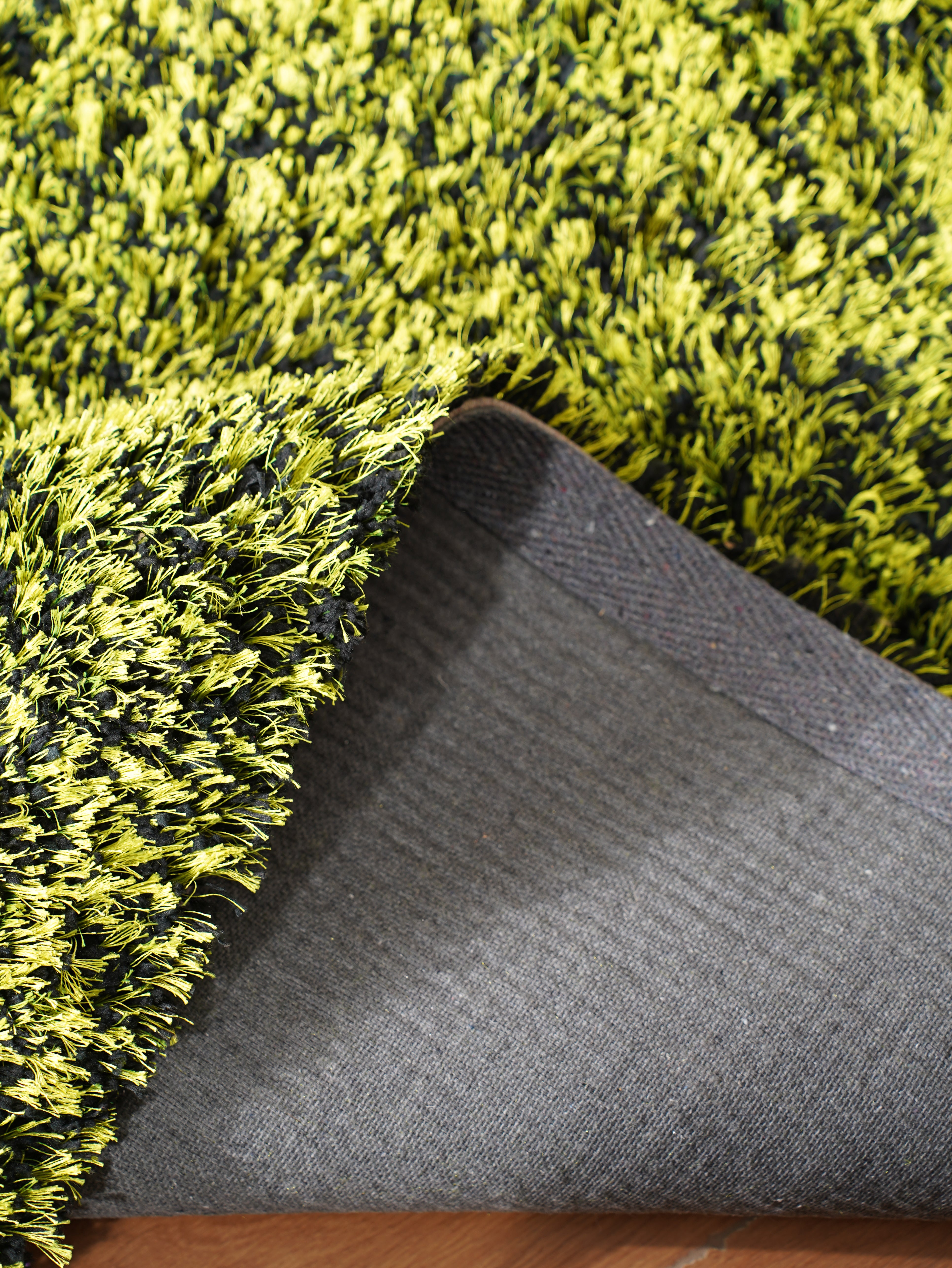 Solid Green Shag Polyester Area Rug