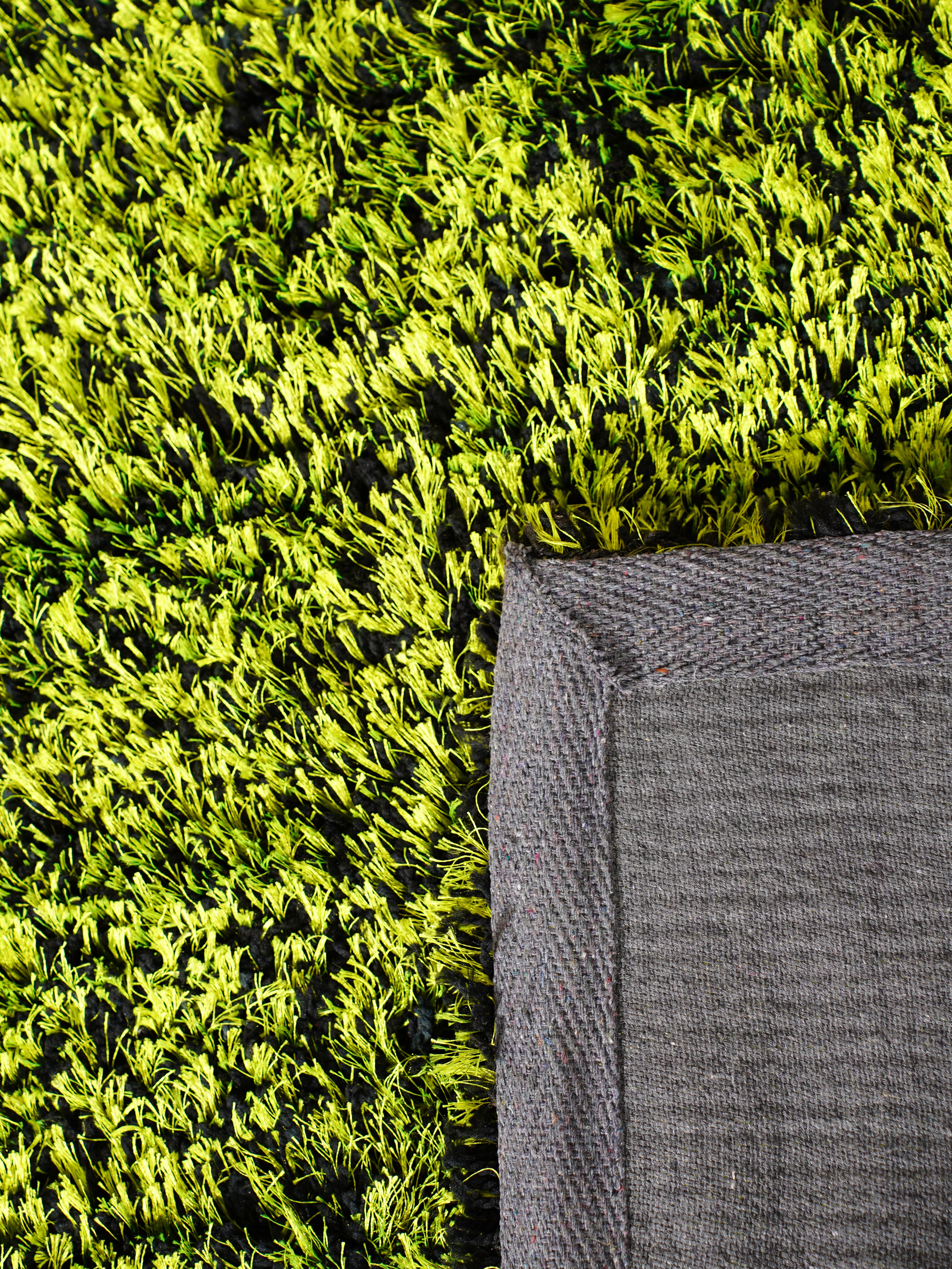 Solid Green Shag Polyester Area Rug